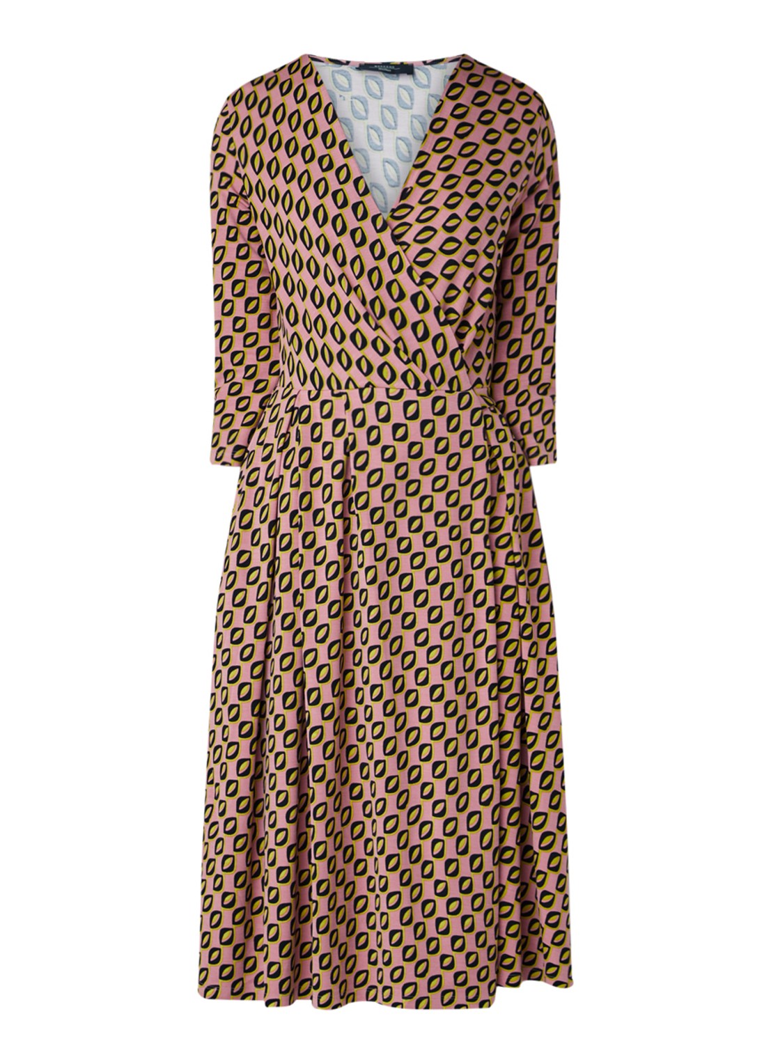 MaxMara Midi jurk van jersey met overslag en grafisch dessin - voorkant 2 roze