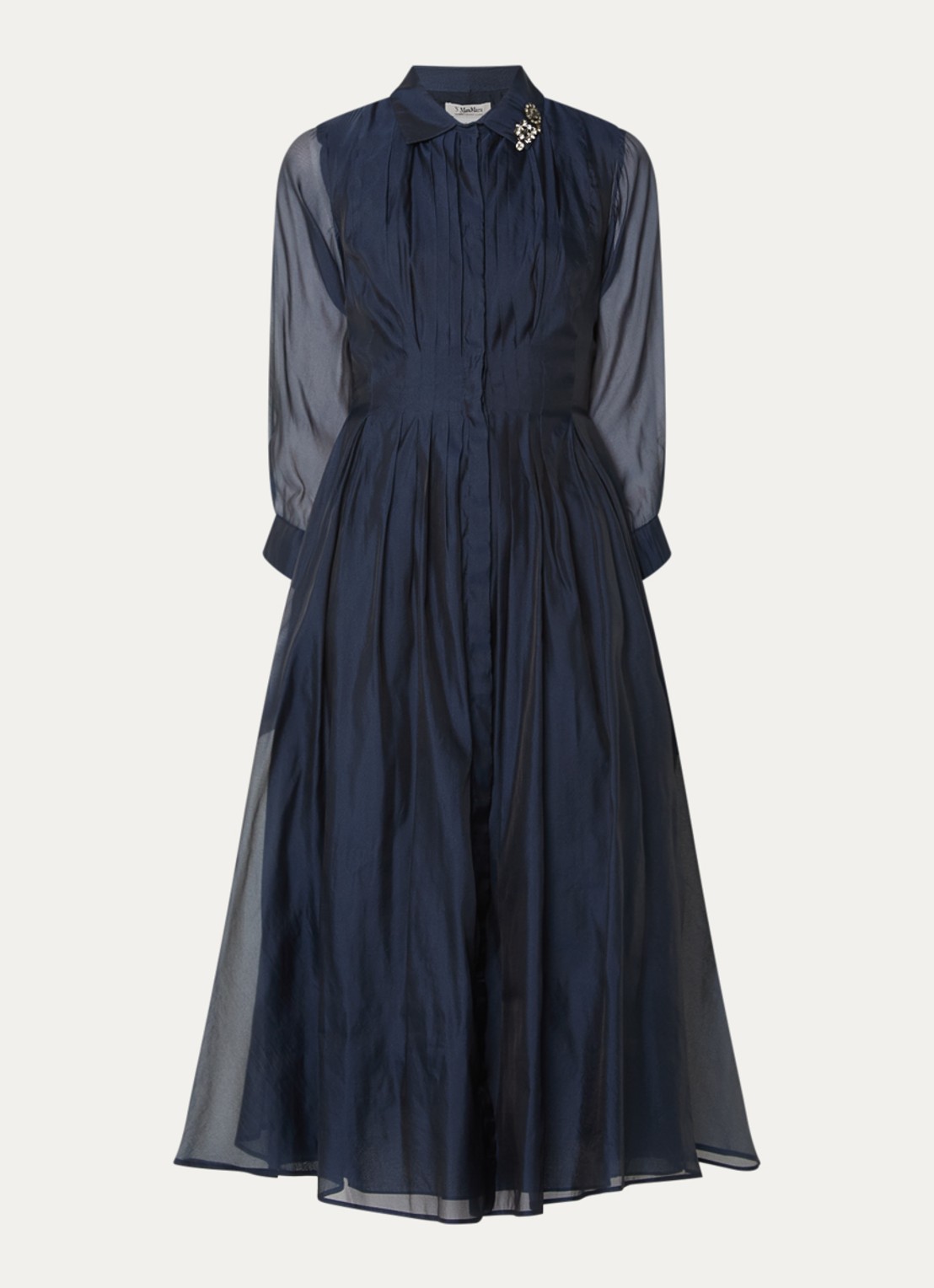 MaxMara Midi jurk van mesh - voorkant 2 donkerblauw