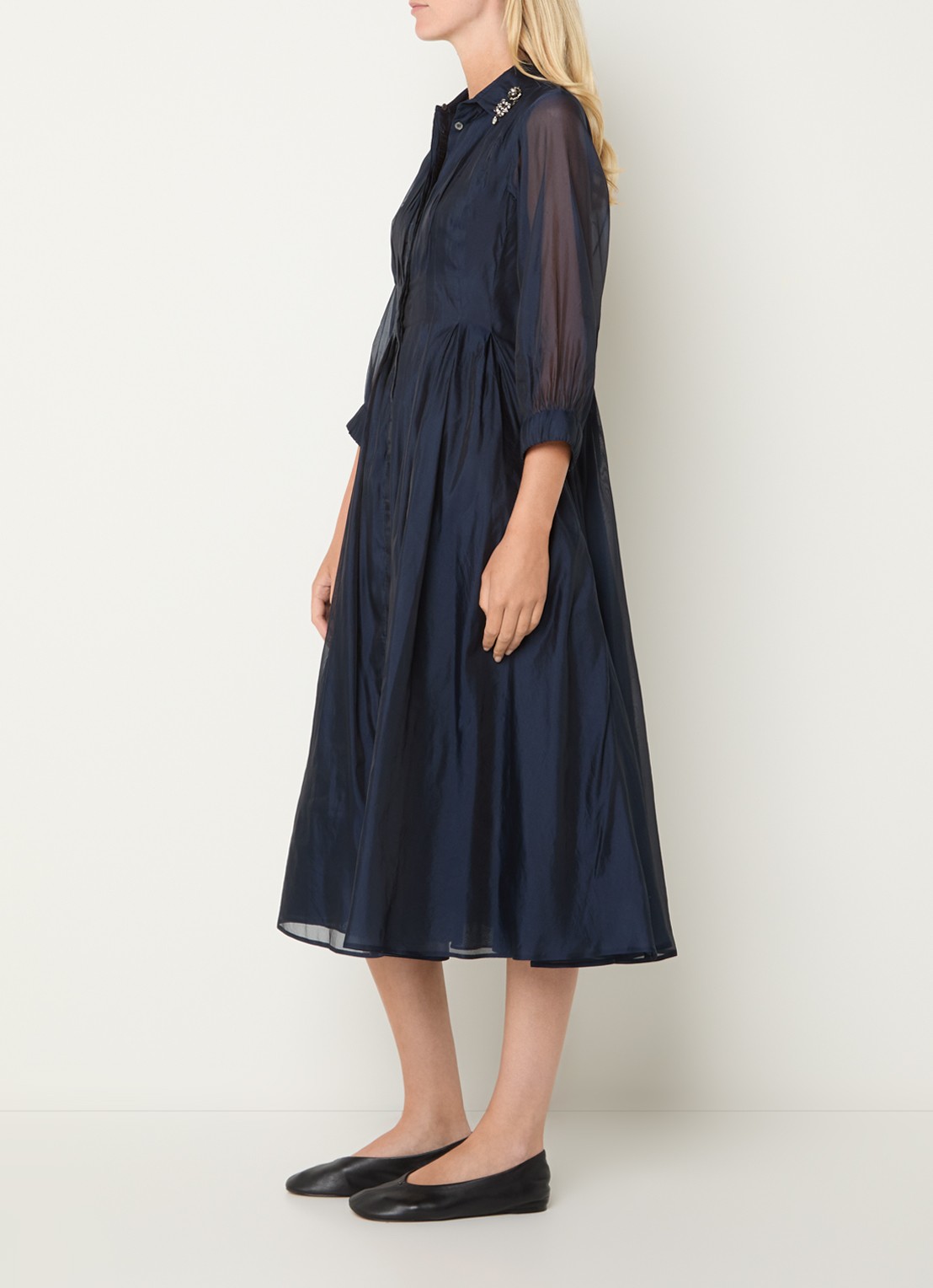 MaxMara Midi jurk van mesh - voorkant 3 donkerblauw