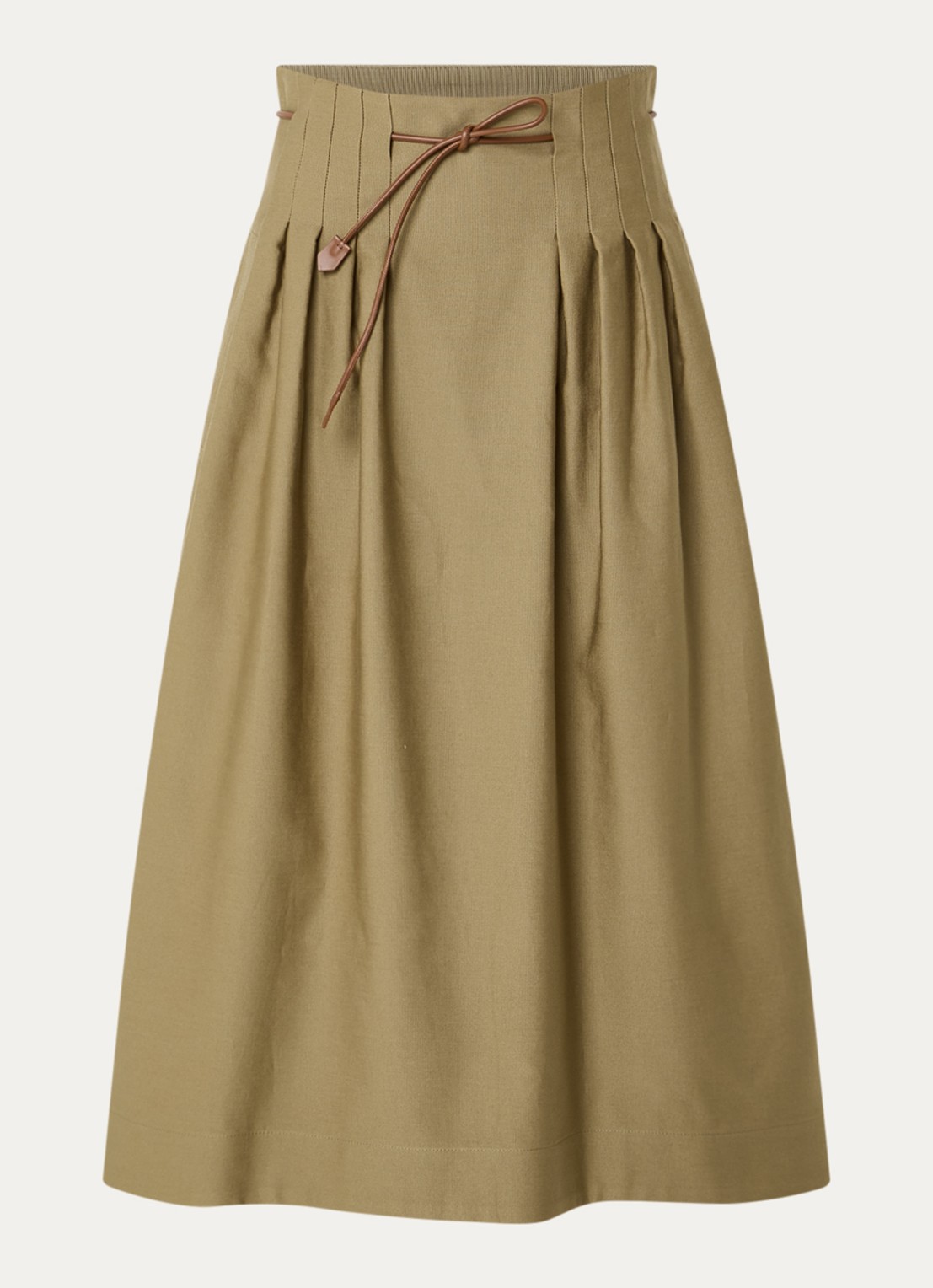 MaxMara Midi rok met plooidetail - voorkant 3 khaki