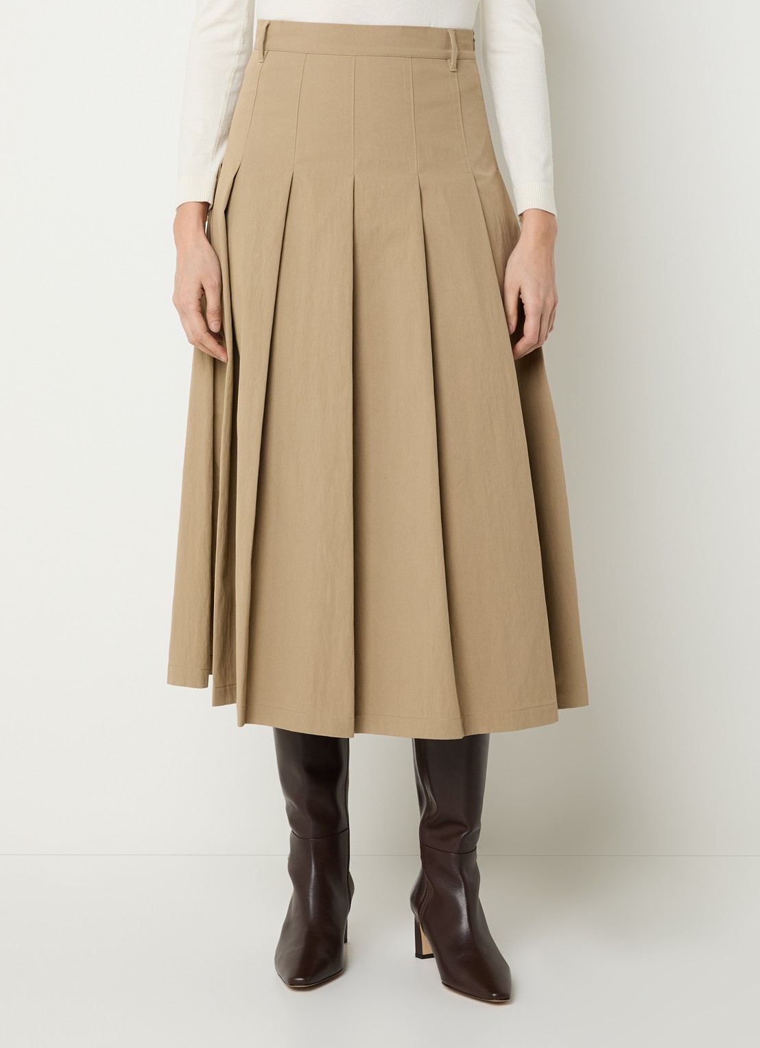 MaxMara Midi rok met plooidetail - detail 2 zand