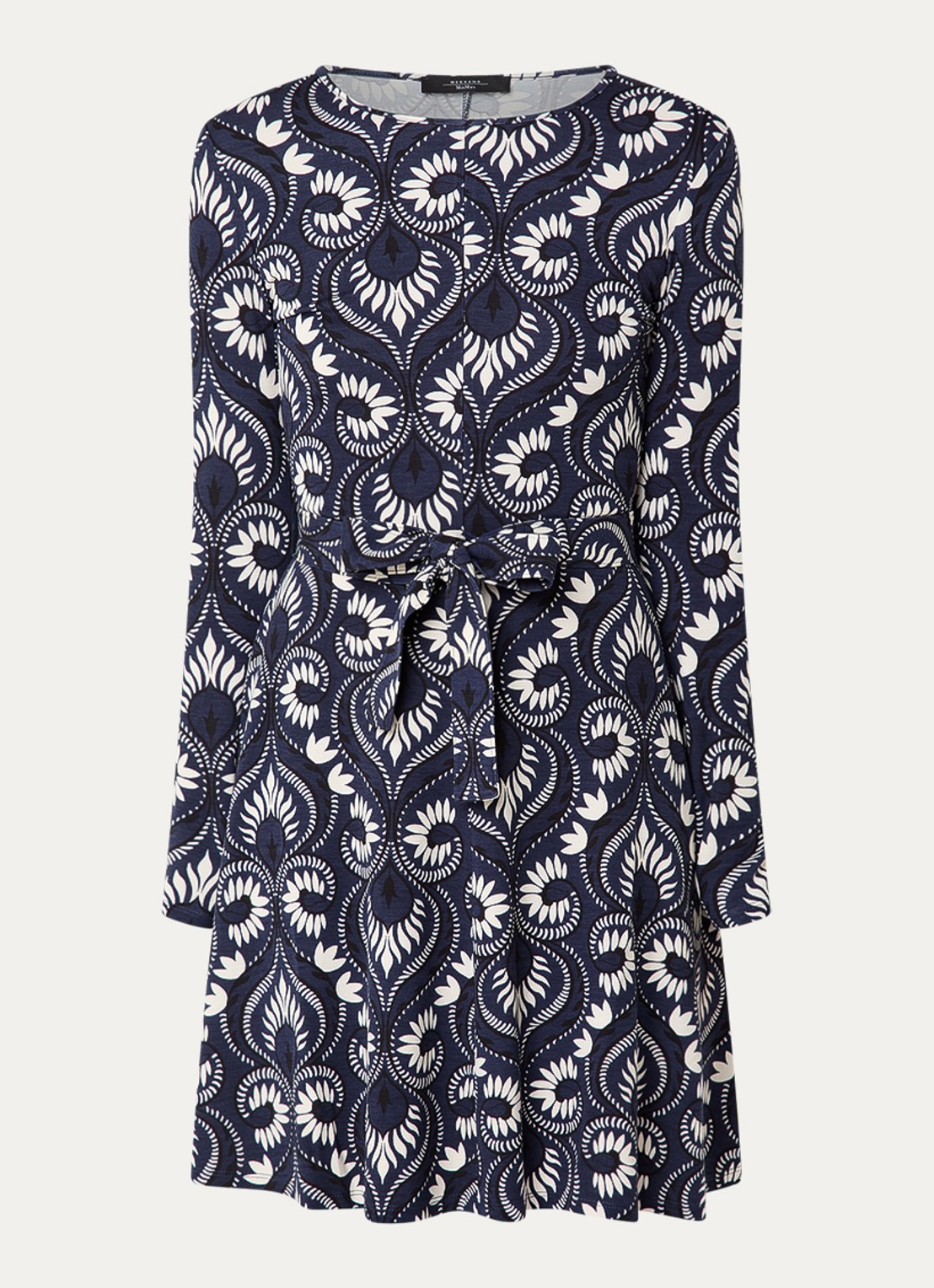 MaxMara Mini jurk met print - voorkant 3 donkerblauw