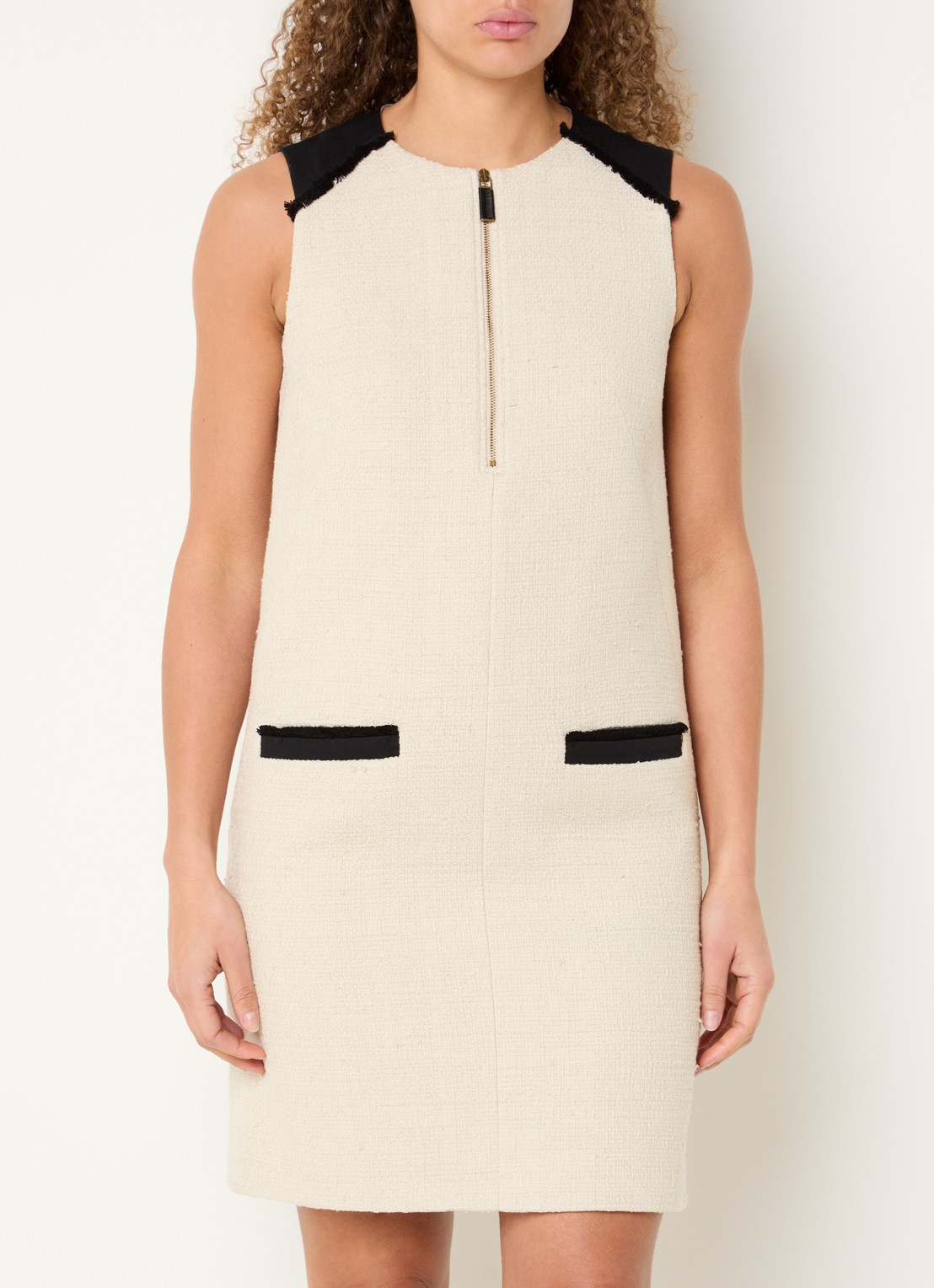 MaxMara Mito mini jurk in linnenblend met tweed-look  - detail 4 beige