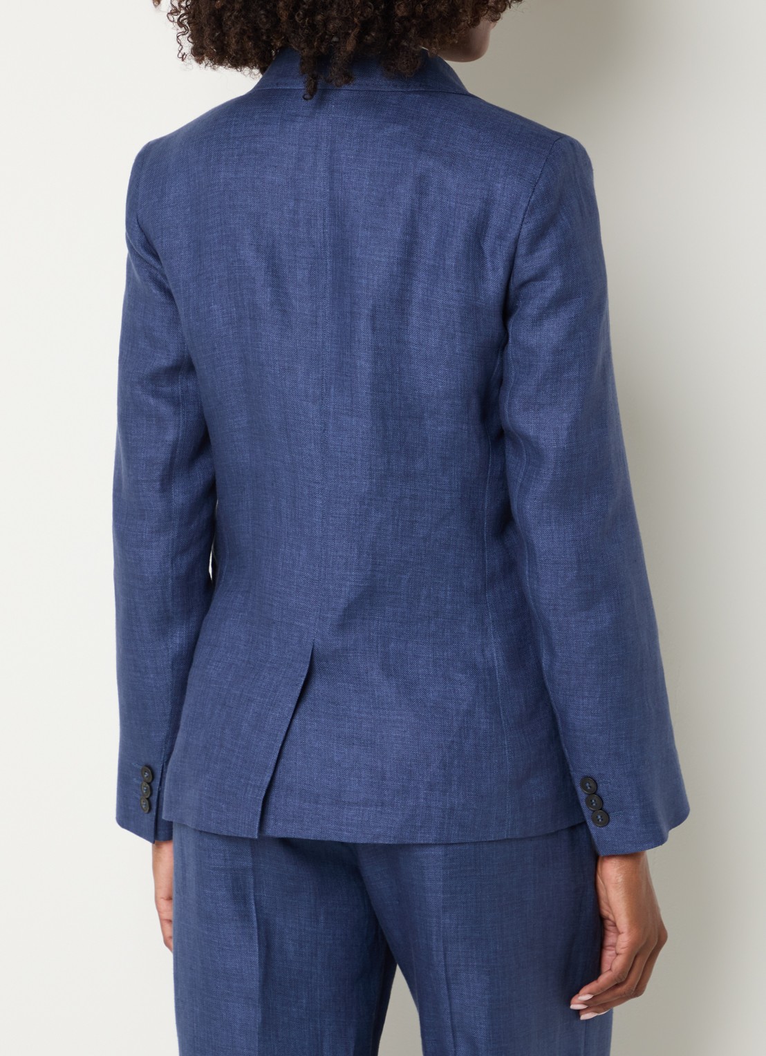 MaxMara Nalut blazer van linnen met klepzakken - achterkant donkerblauw