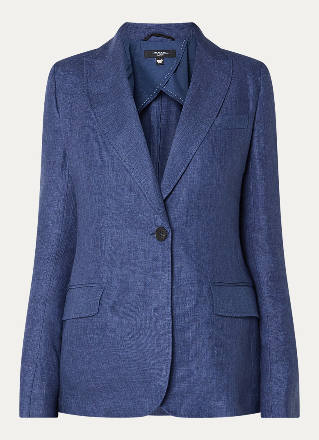 MaxMara Nalut blazer van linnen met klepzakken - voorkant 3 donkerblauw