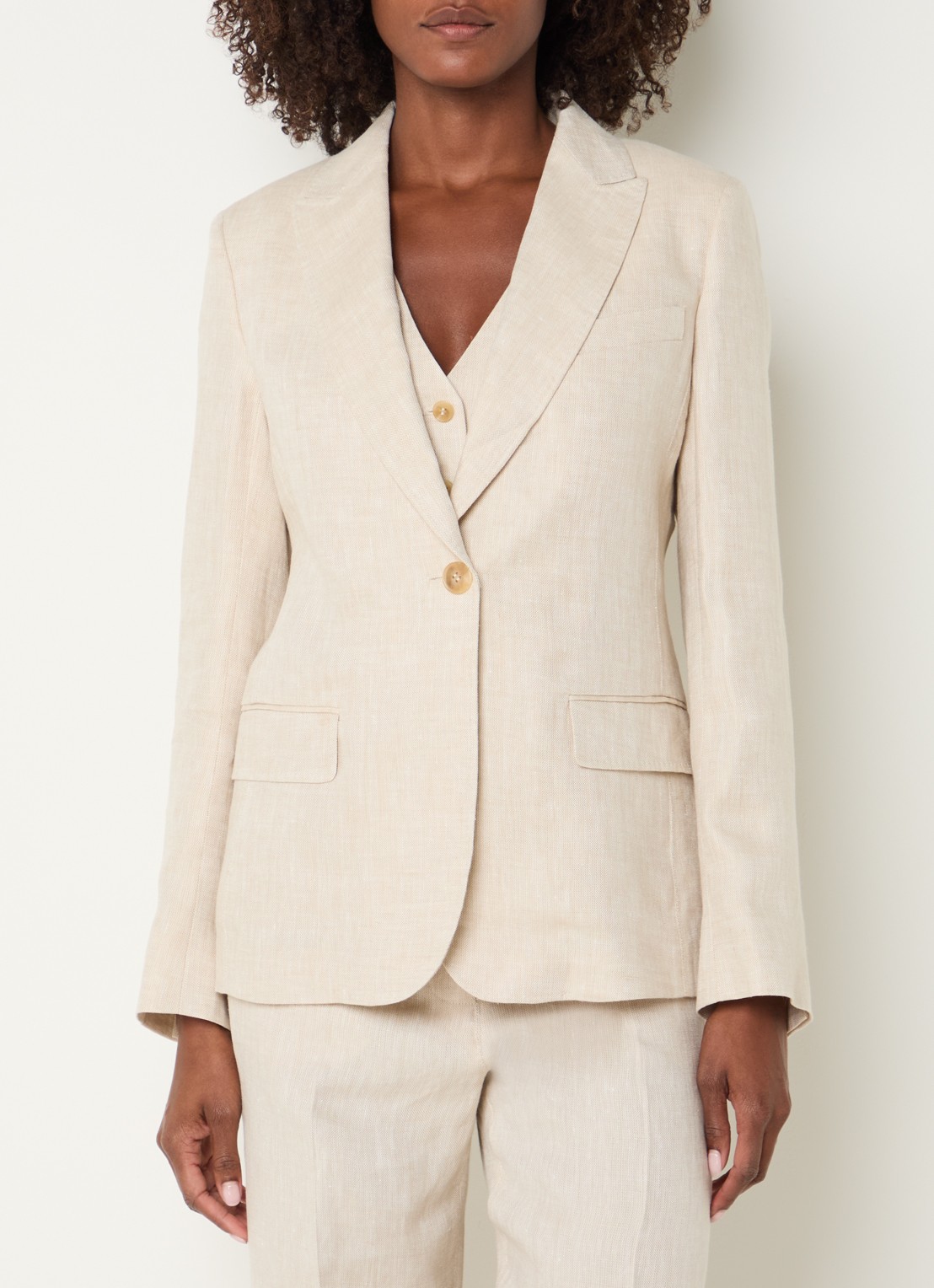 MaxMara Nalut blazer van linnen met klepzakken - detail 2 creme