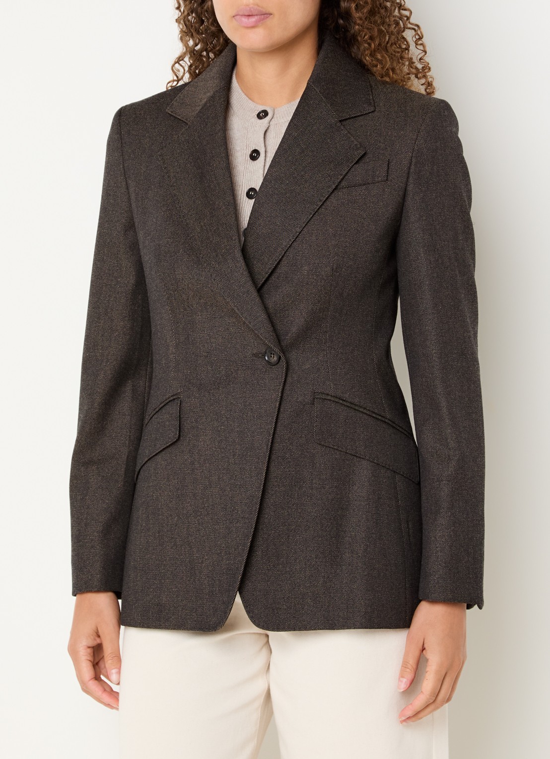 MaxMara Neutro blazer van scheerwol - detail 4 donkerbruin