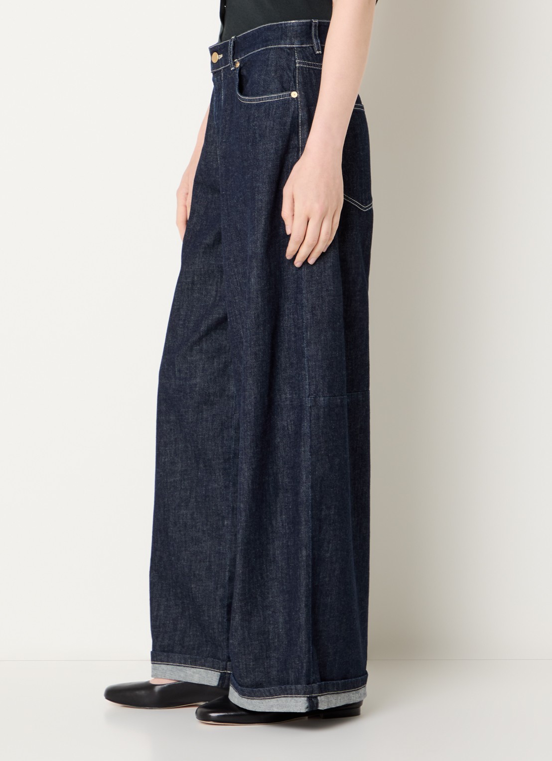 MaxMara Occhio high waist wide leg jeans met donkere wassing - detail 2 indigo
