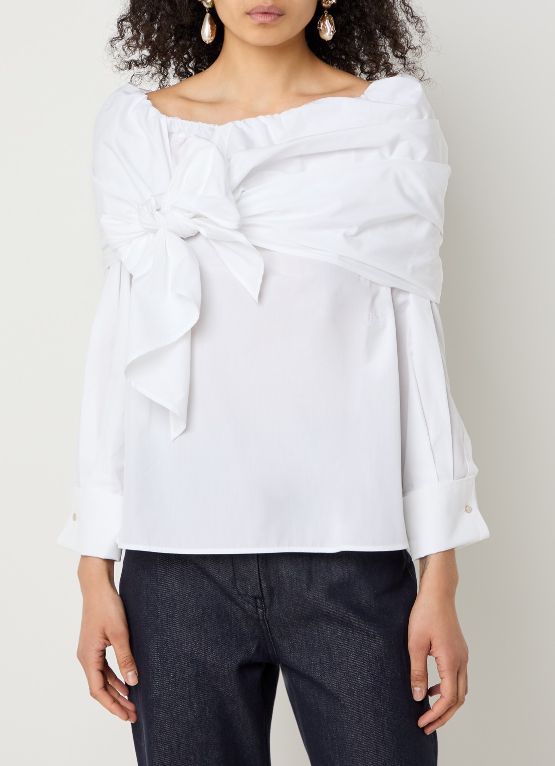 MaxMara Off-shoulder tuniek met strik detail - detail 4 wit