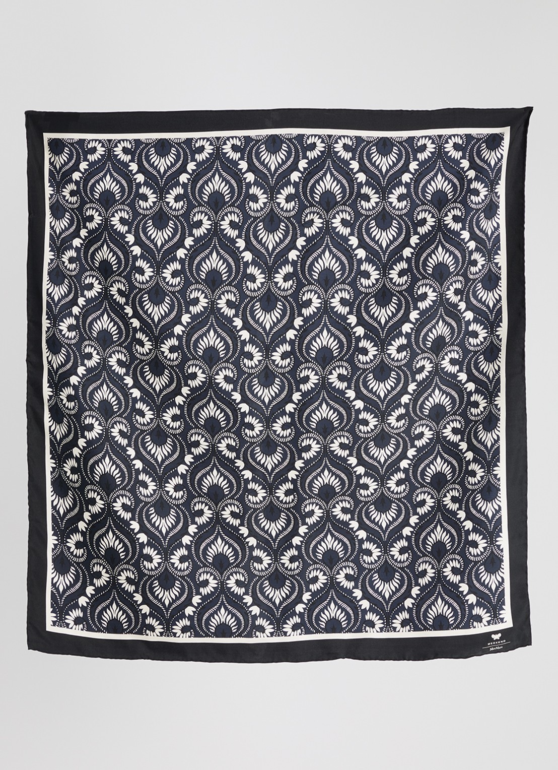 MaxMara Onesto sjaal van zijde met paisley dessin 90 x 90 cm - detail 3 donkerblauw
