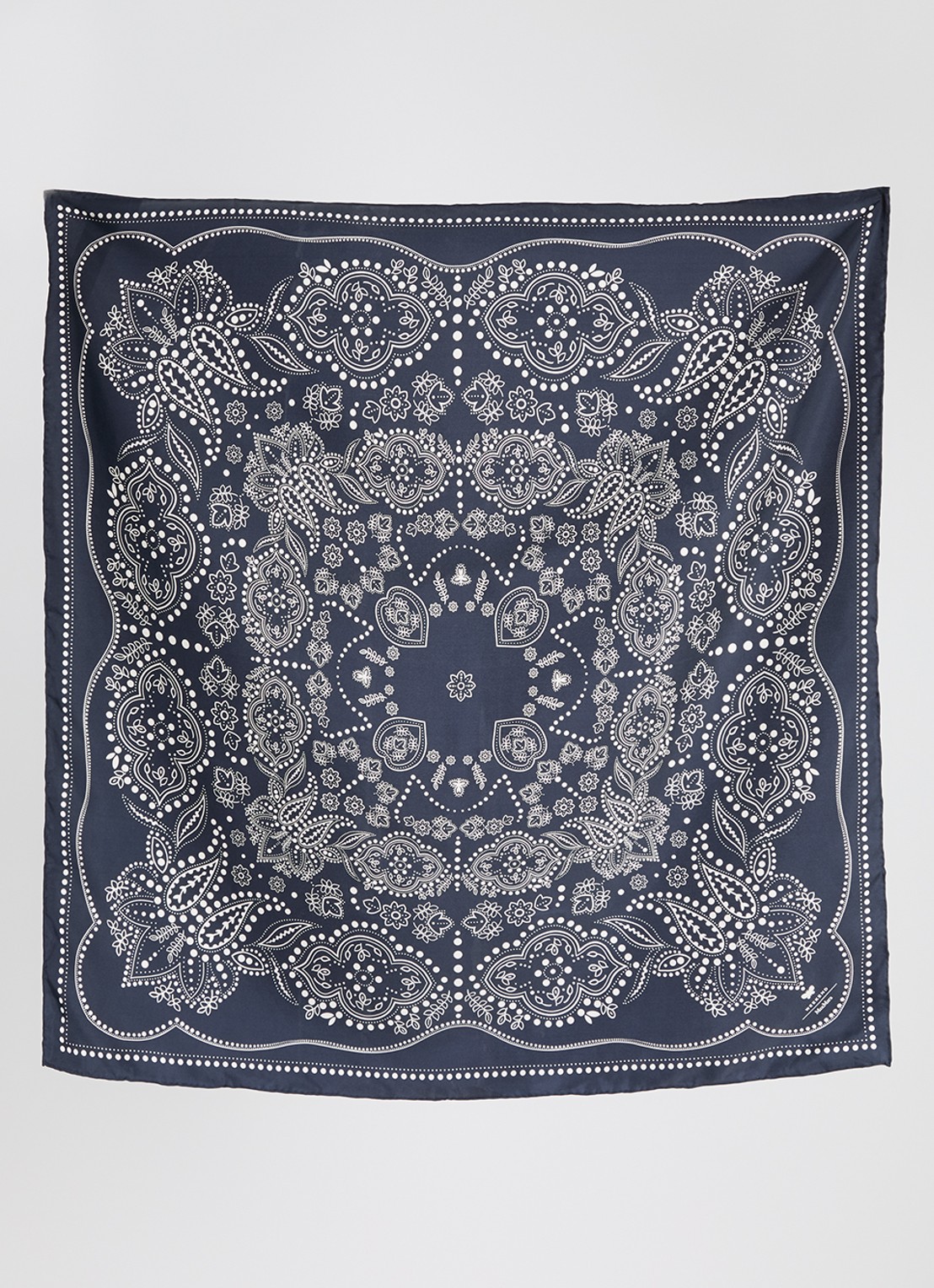 MaxMara Onesto sjaal van zijde met paisley dessin 90 x 90 cm - detail 5 donkerblauw