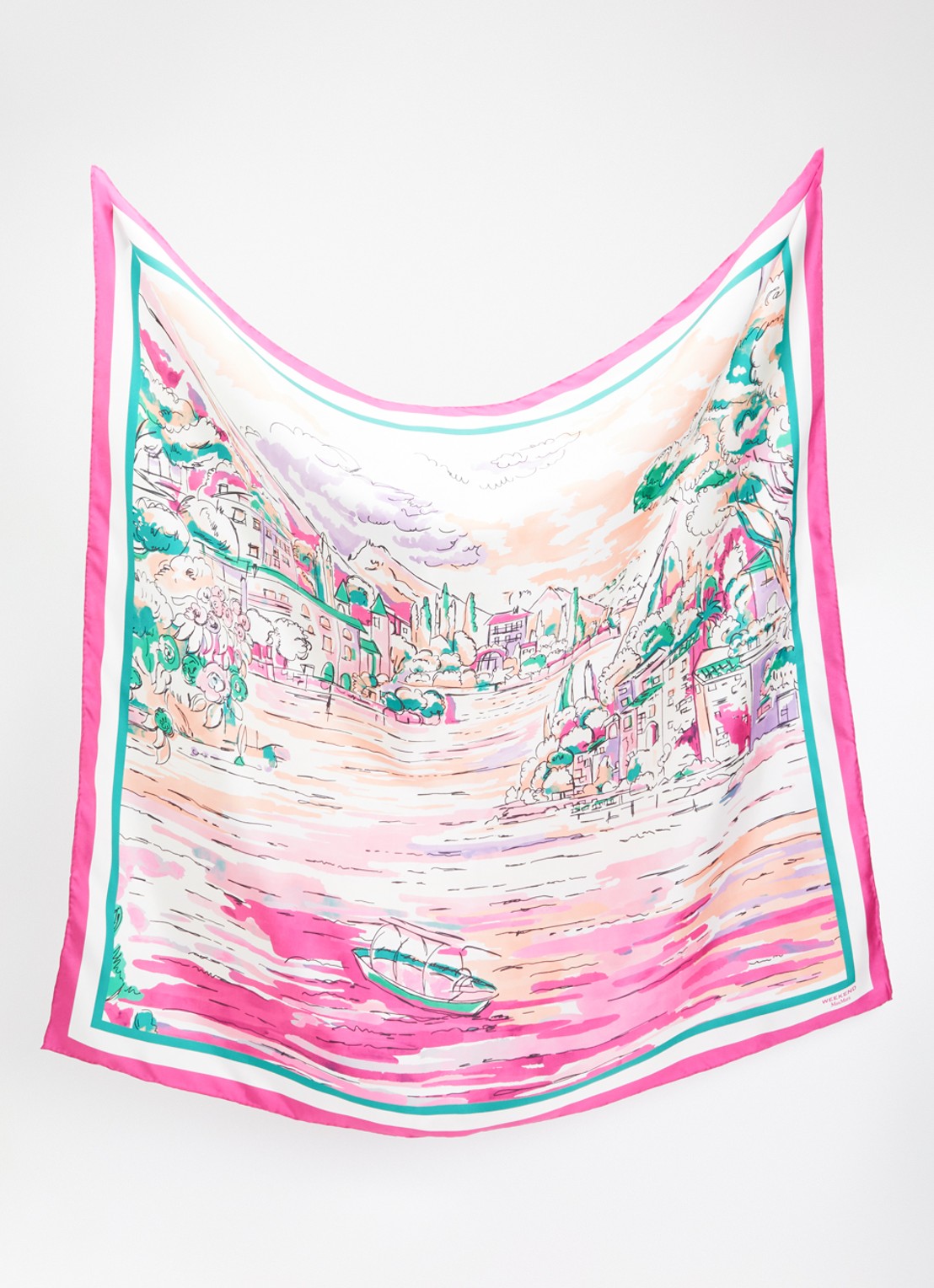 MaxMara Onesto sjaal van zijde met print 90 x 90 cm - detail roze