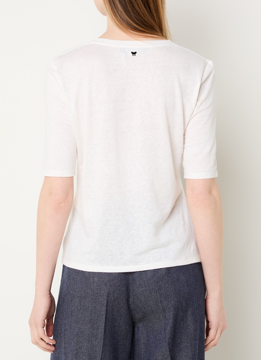 MaxMara Opzione T-shirt van linnen met V-hals - achterkant 4 wit