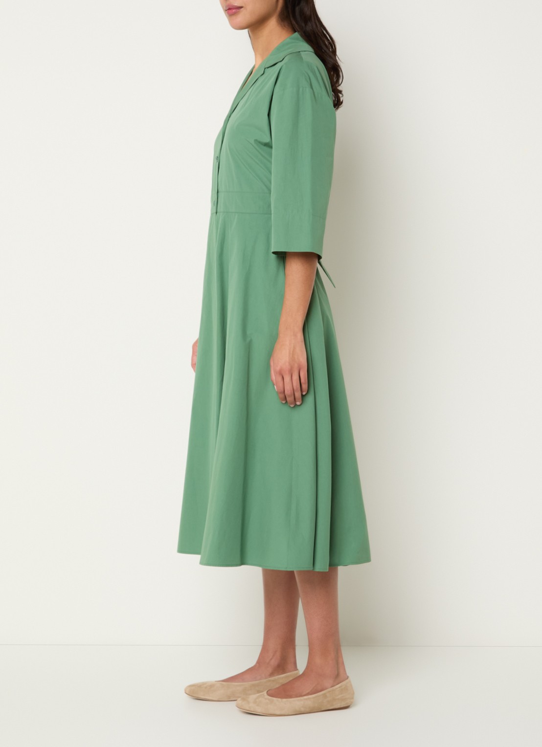 MaxMara Padana midi tuniekjurk met strikceintuur - voorkant 2 groen