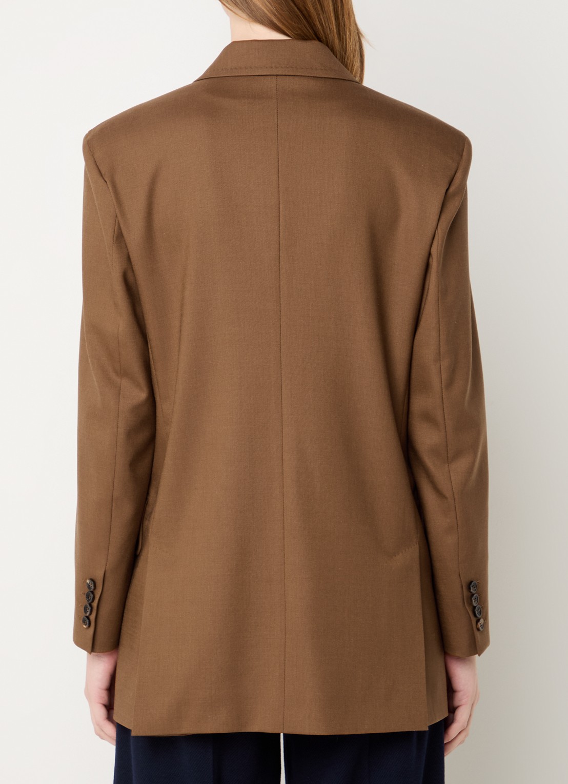 MaxMara Palanca double-breasted blazer in zijdeblend met klepzakken - achterkant bruin