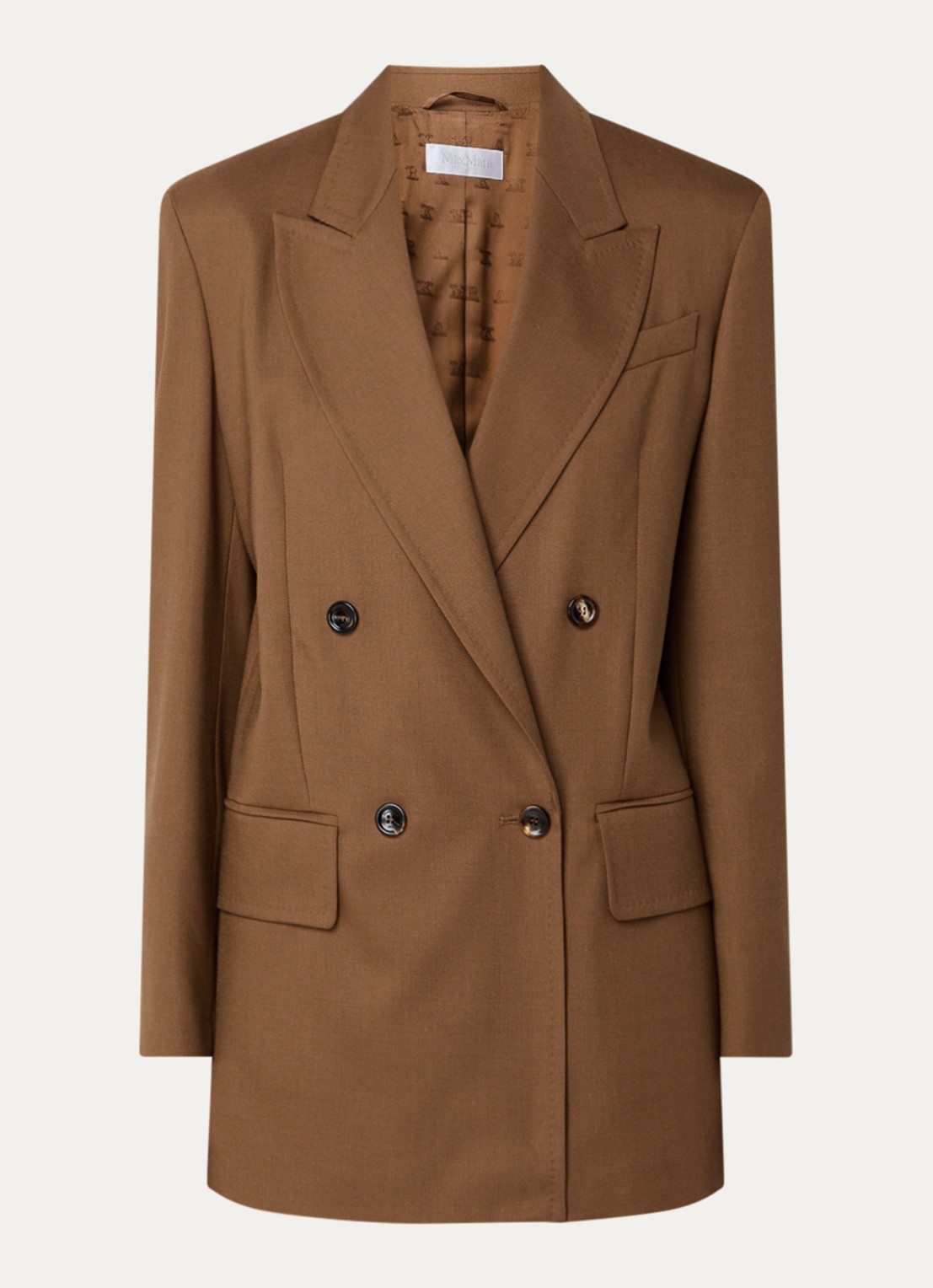MaxMara Palanca double-breasted blazer in zijdeblend met klepzakken - voorkant 3 bruin