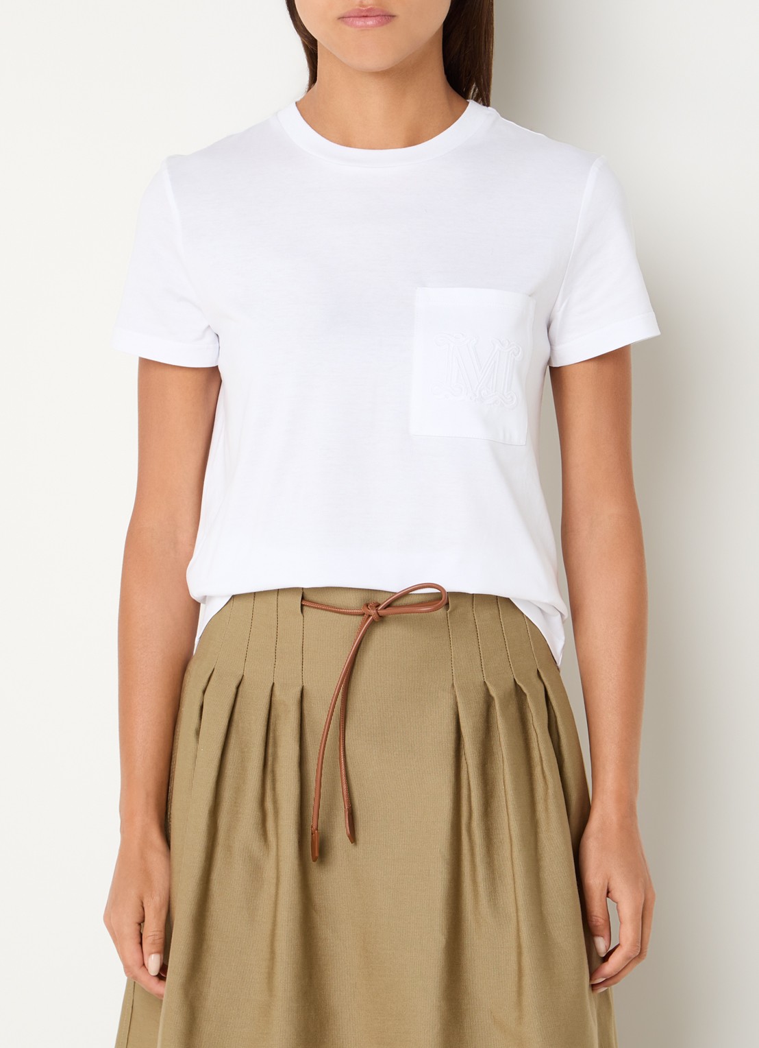 MaxMara Papaia T-shirt met logoborduring - detail wit