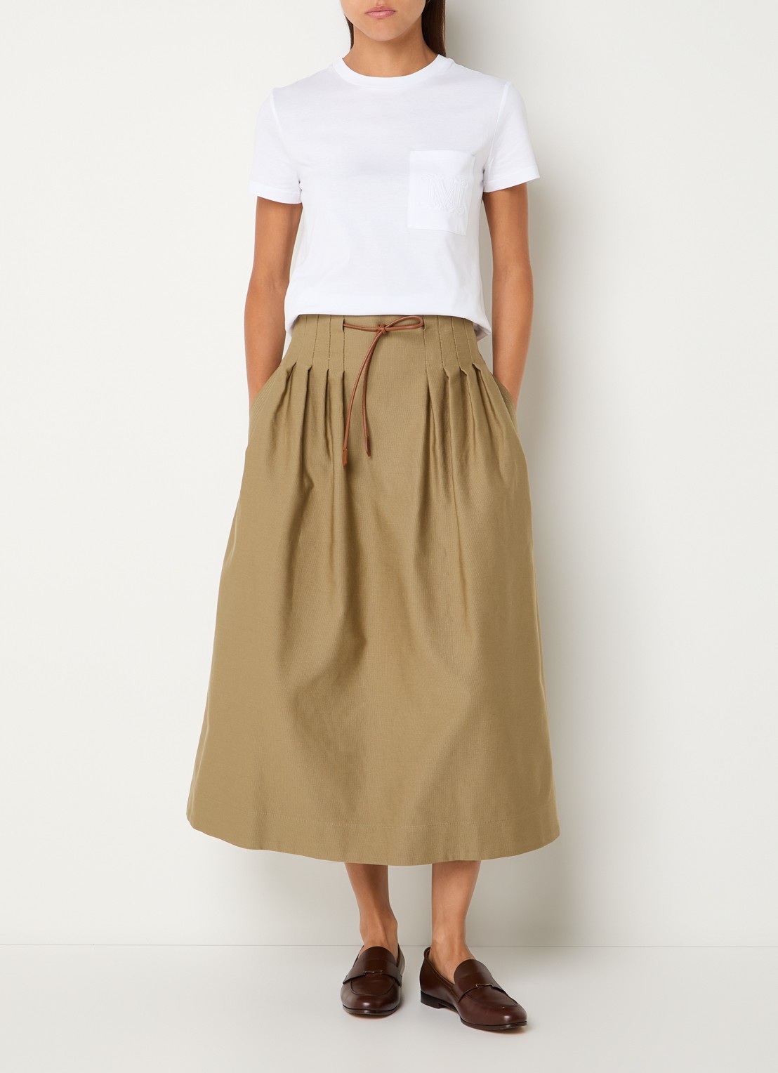 MaxMara Papaia T-shirt met logoborduring - voorkant 3 wit