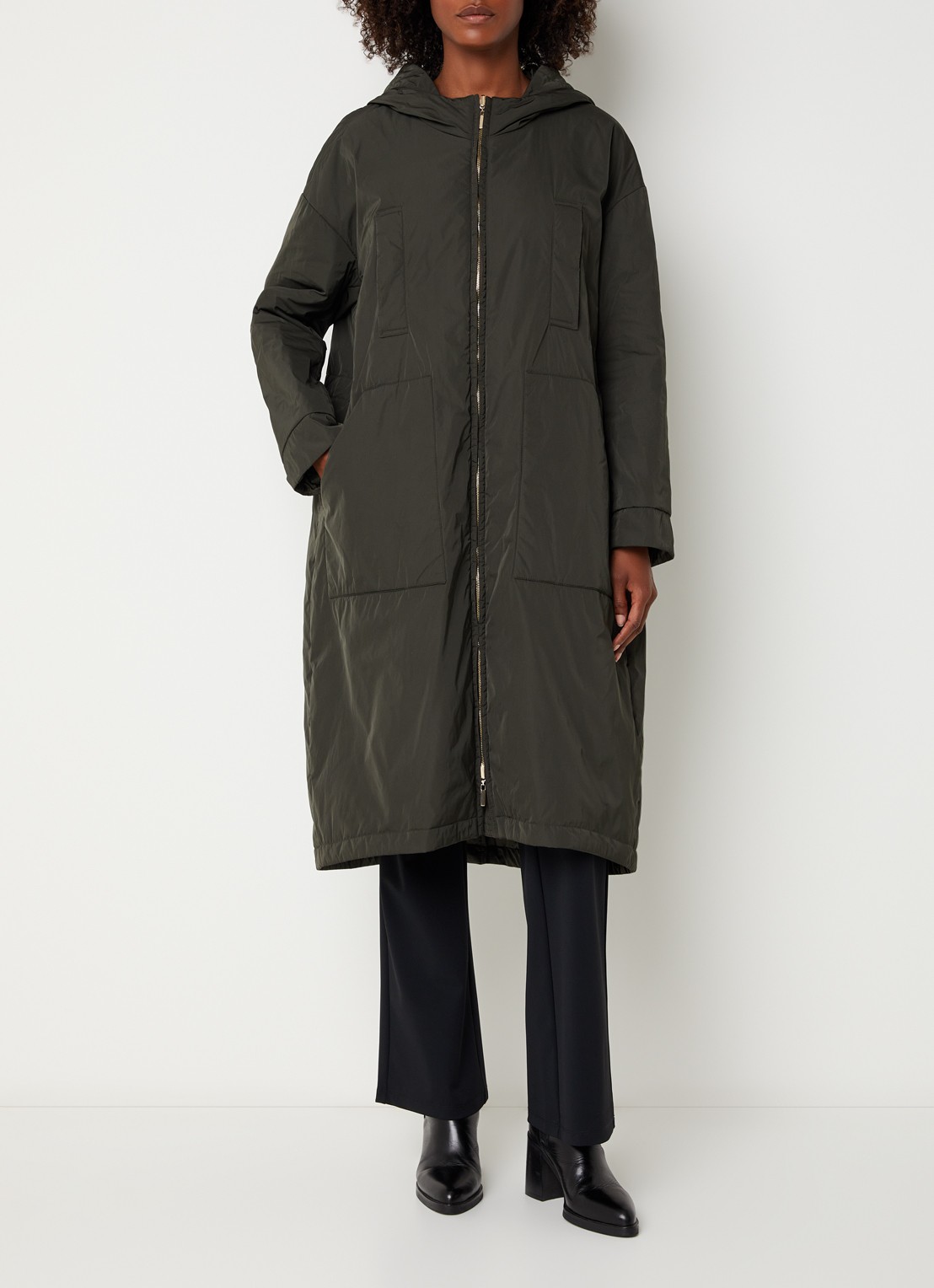 MaxMara Parka met steekzakken - voorkant 4 khaki