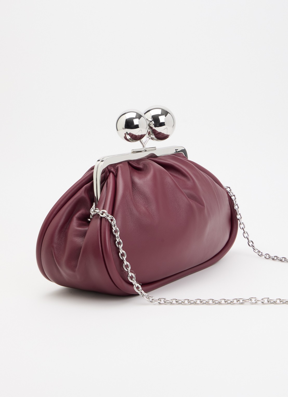 MaxMara Pasticcino clutch van schapenleer met afneembare schouderriem - achterkant 2 bordeauxrood