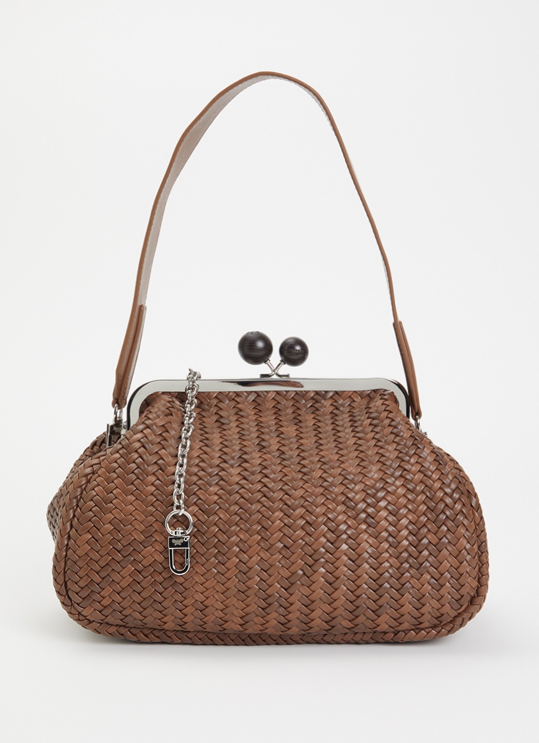 MaxMara Pasticcino M handtas van schapenleer met afneembare schouderriem - voorkant bruin