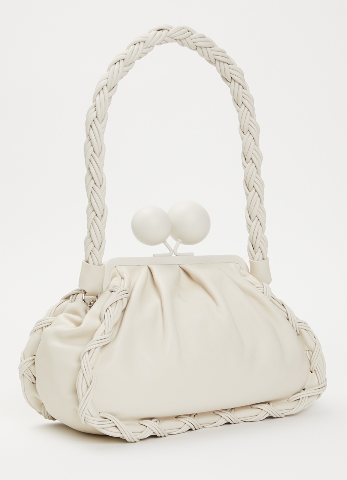 MaxMara Pasticcino schoudertas van leer met afneembare schouderriem - achterkant ivoor