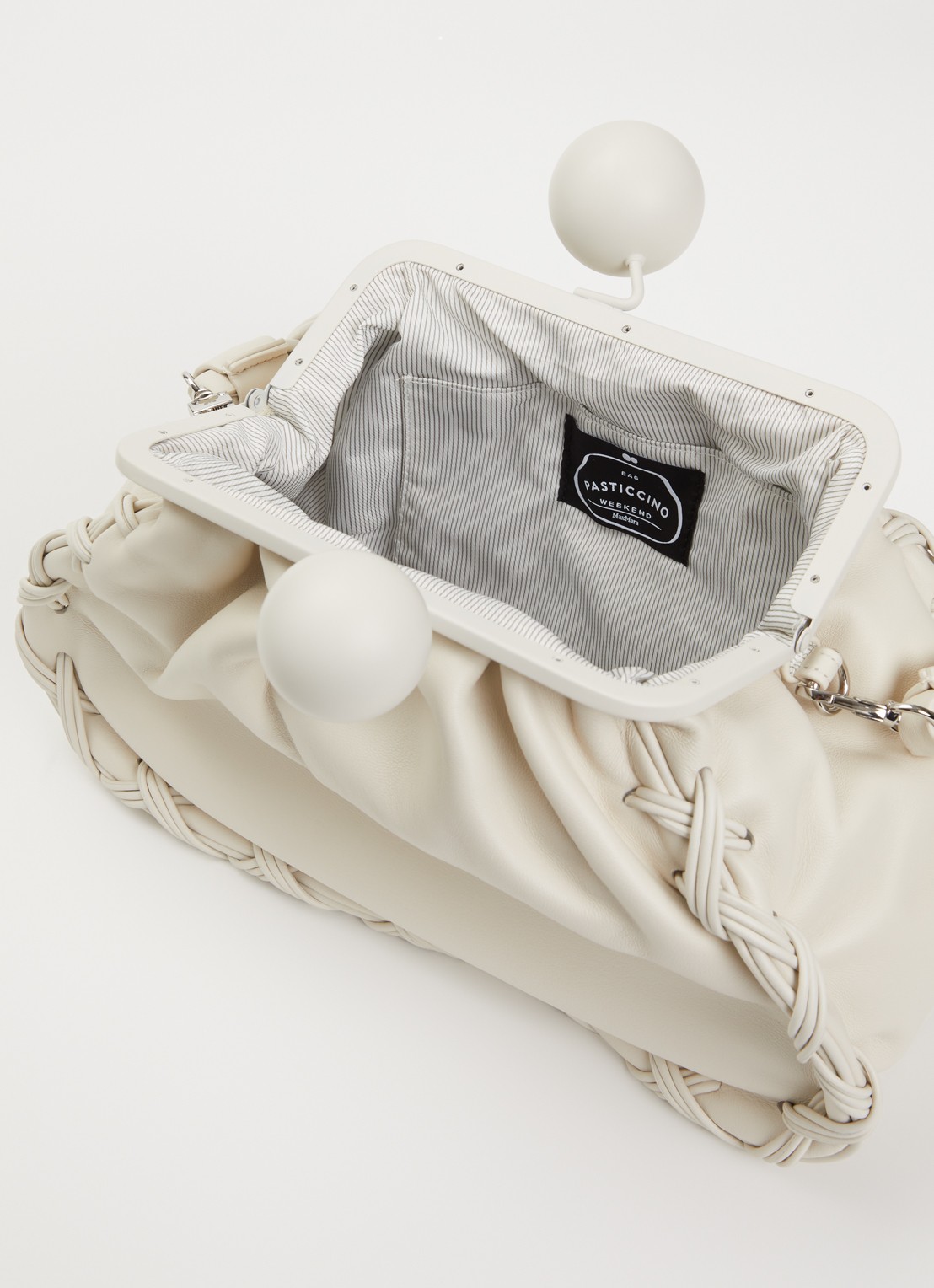 MaxMara Pasticcino schoudertas van leer met afneembare schouderriem - detail 3 ivoor