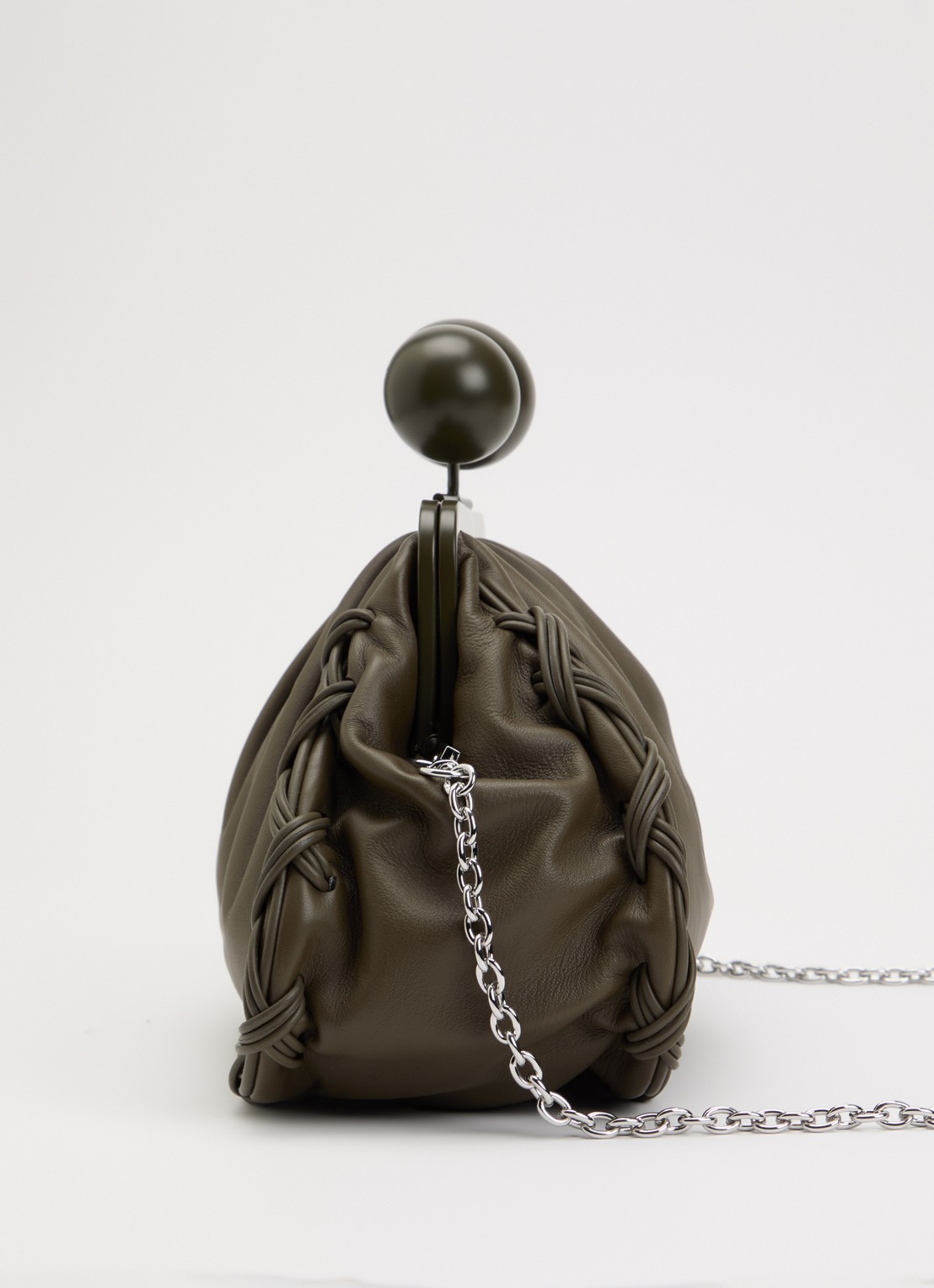 MaxMara Pasticcino schoudertas van leer met afneembare schouderriem - detail 3 khaki