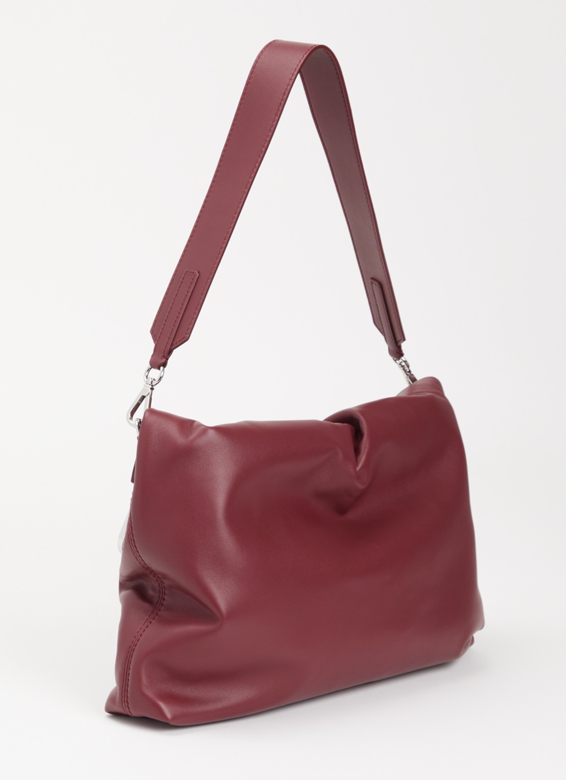 MaxMara Pasticcino schoudertas van schapenleer met afneembare schouderriem - achterkant bordeauxrood