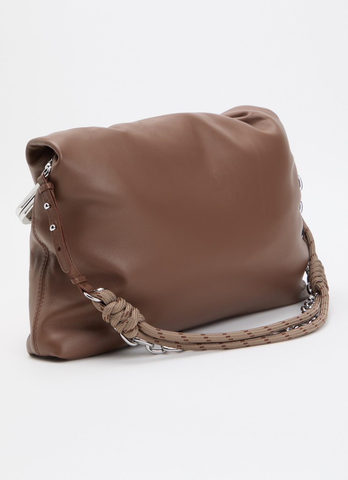 MaxMara Pasticcino schoudertas van schapenleer met afneembare schouderriem - achterkant bruin