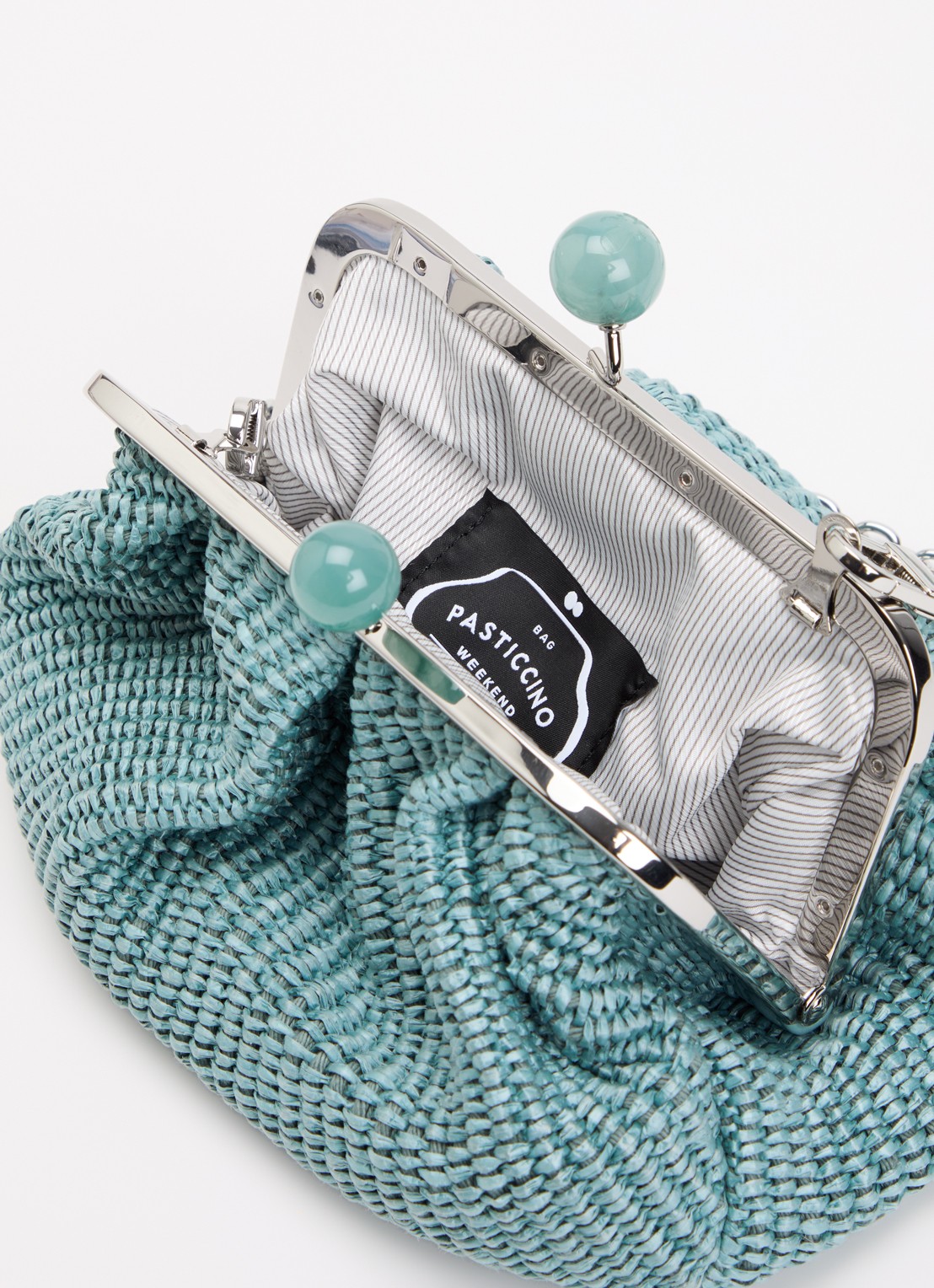 MaxMara Pasticcino Small clutch met gevlochten detail en afneembare schouderriem - detail 2 turquoise