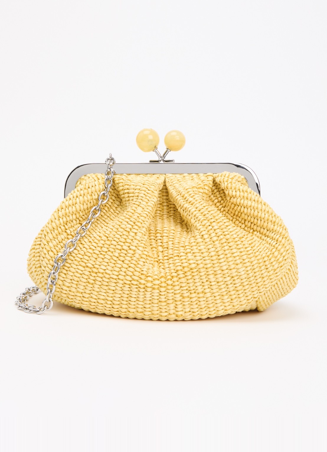 MaxMara Pasticcino Small clutch met gevlochten detail en afneembare schouderriem - voorkant 2 lichtgeel