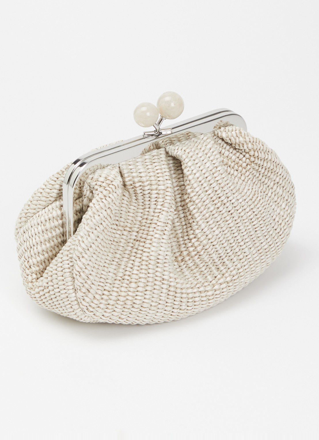 MaxMara Pasticcino Small clutch met gevlochten detail en afneembare schouderriem - achterkant creme