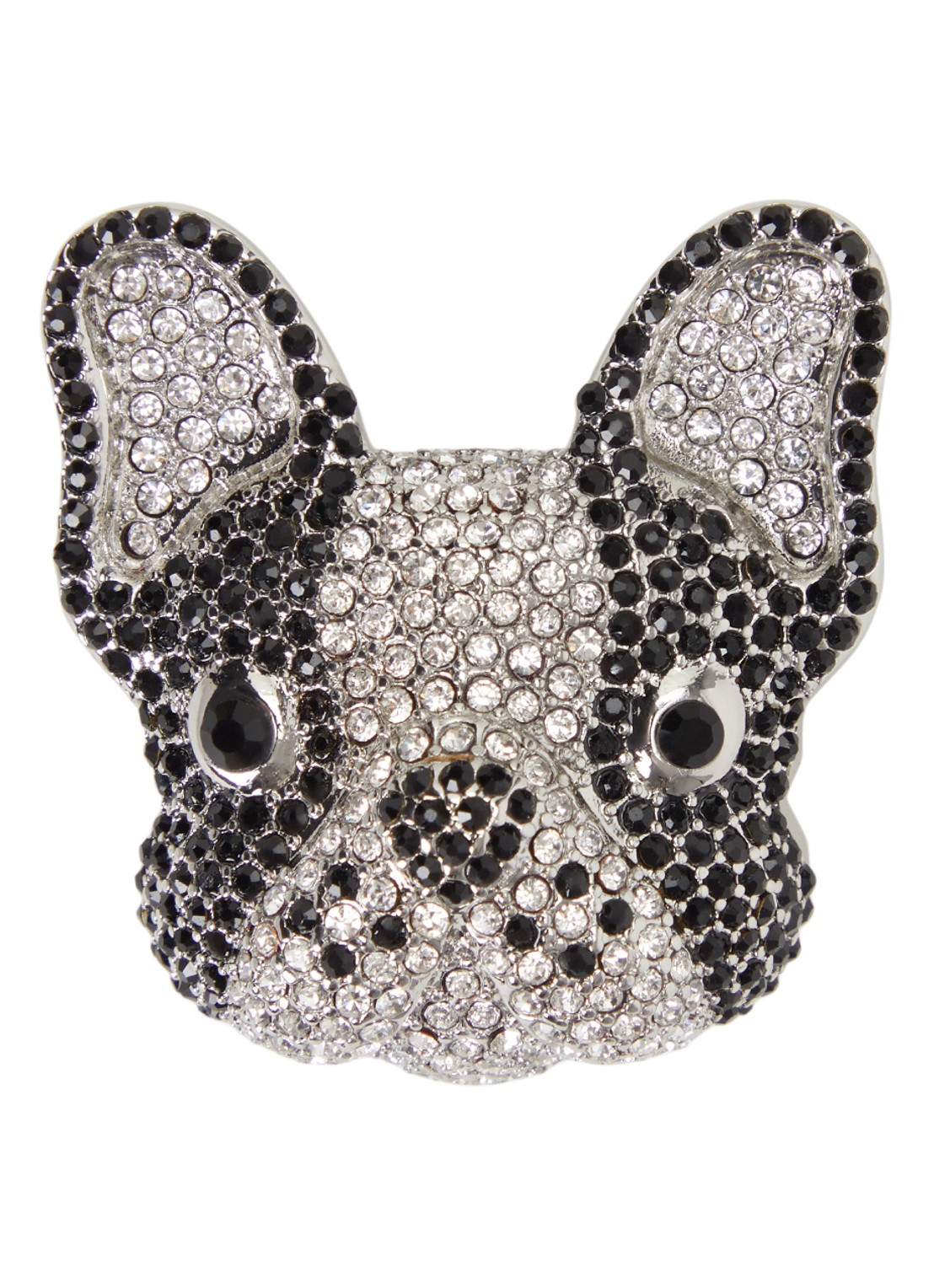 MaxMara Perle broche met strass - voorkant 2 zilver