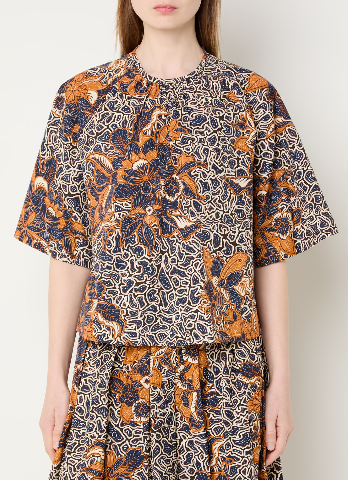 MaxMara Quaglia tuniek met bloemenprint - detail 4 donkerblauw