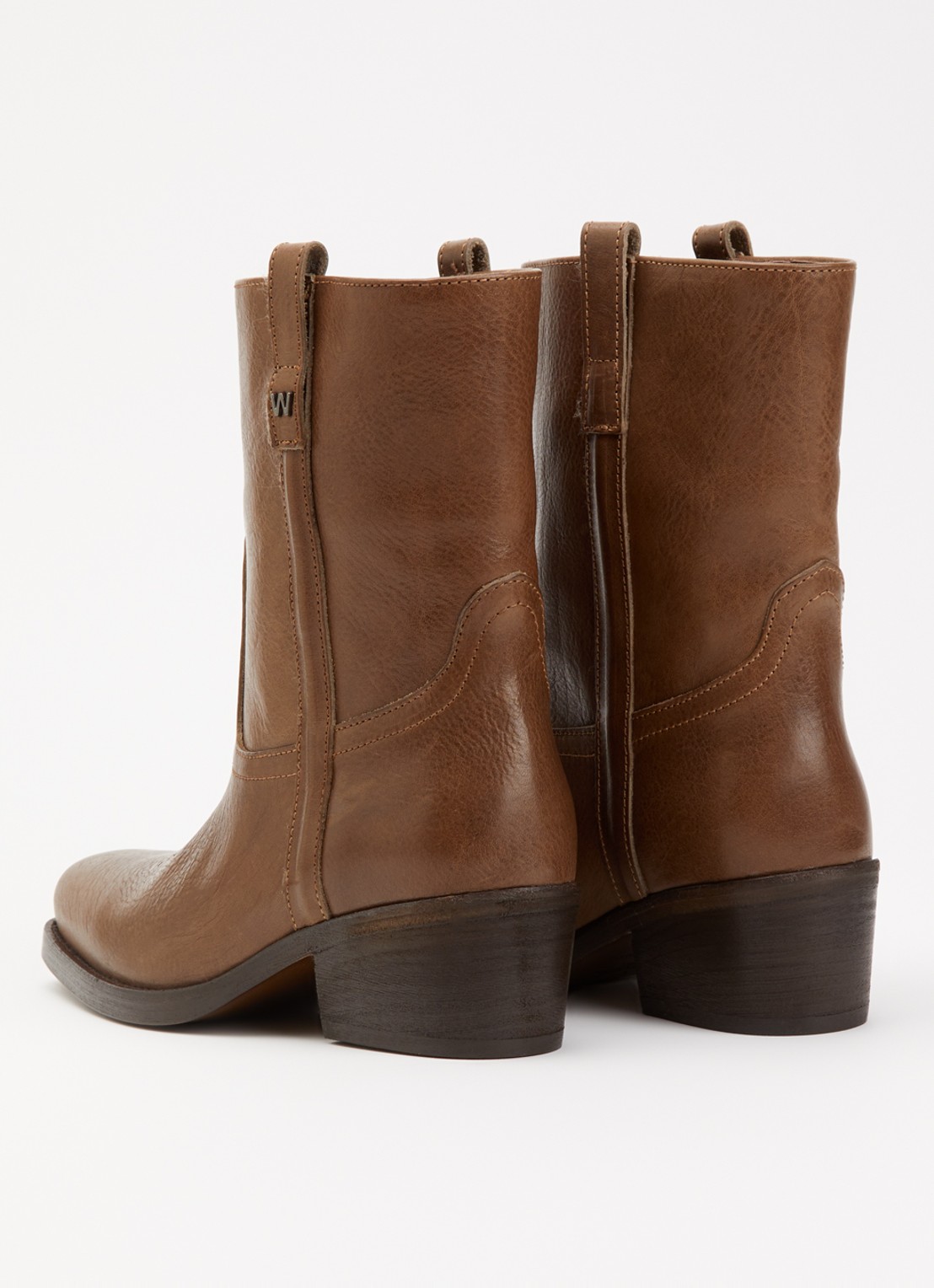 MaxMara Ranch enkellaarsje van leer - achterkant 3 lichtbruin