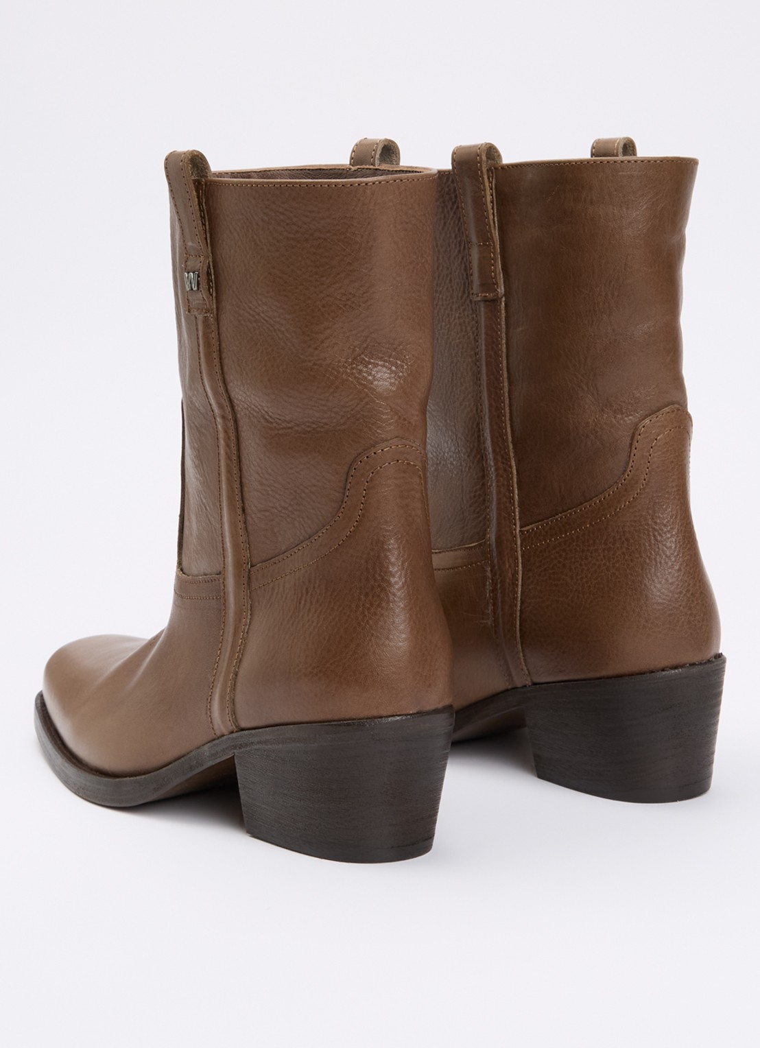 MaxMara Ranch enkellaarsje van leer - achterkant 4 lichtbruin