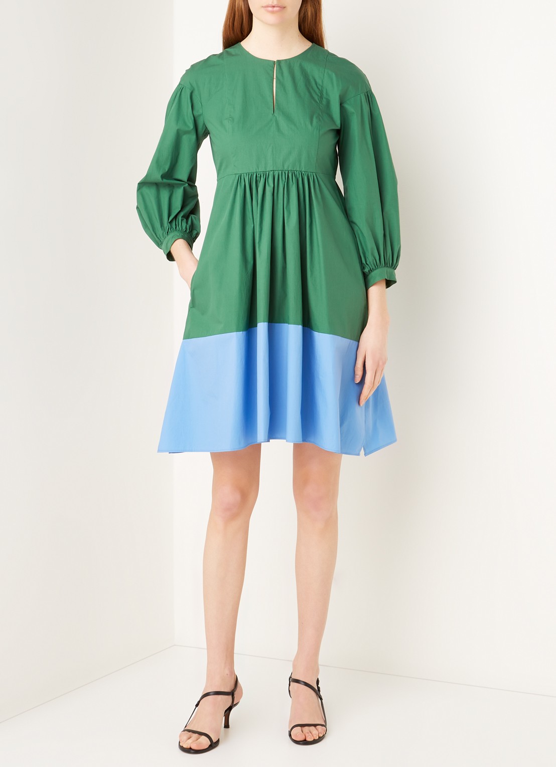 MaxMara Sala mini tuniekjurk met pofmouw - voorkant 3 groen