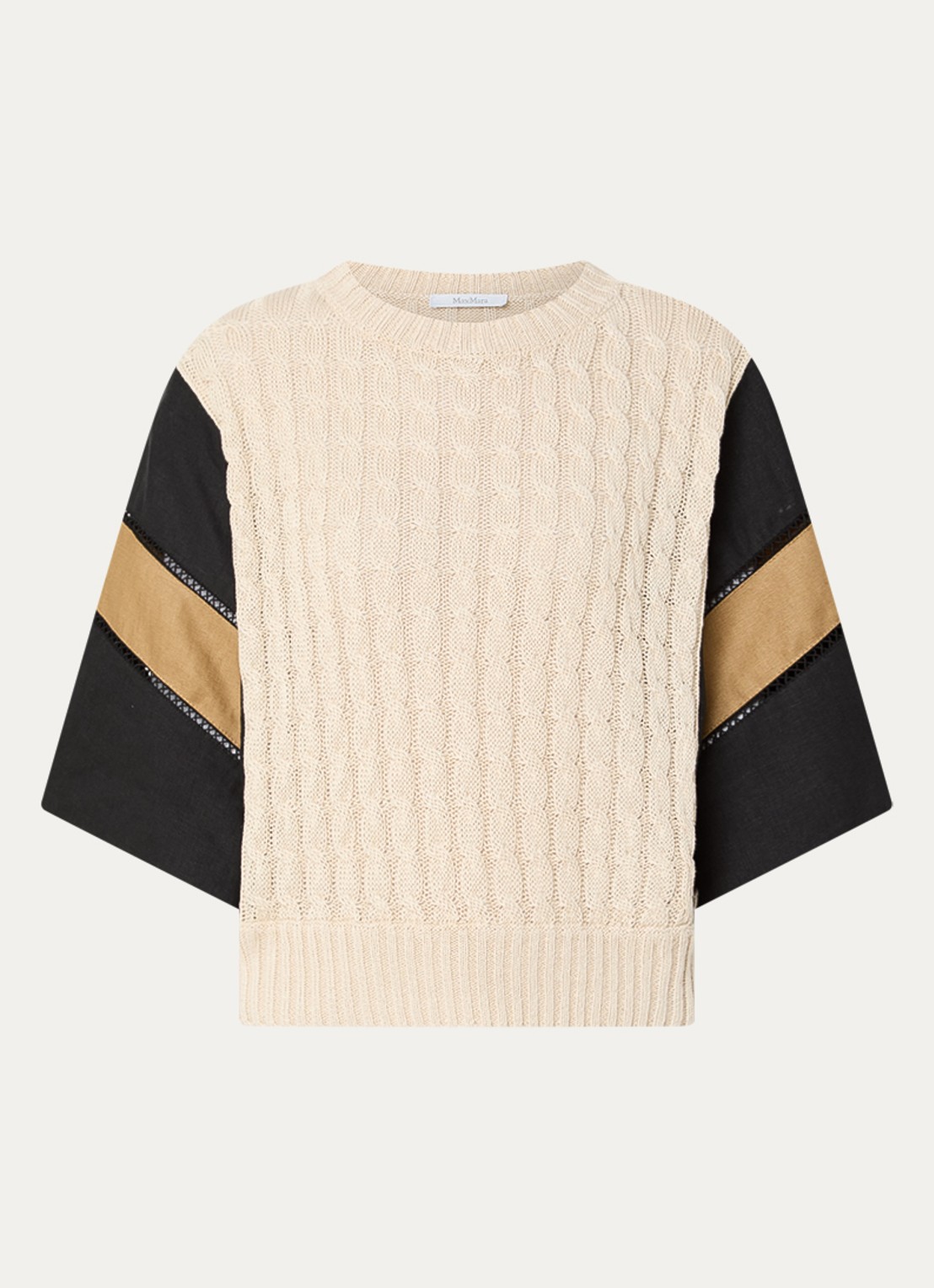 MaxMara Scatola kabelgebreide trui van linnen - voorkant 2 beige