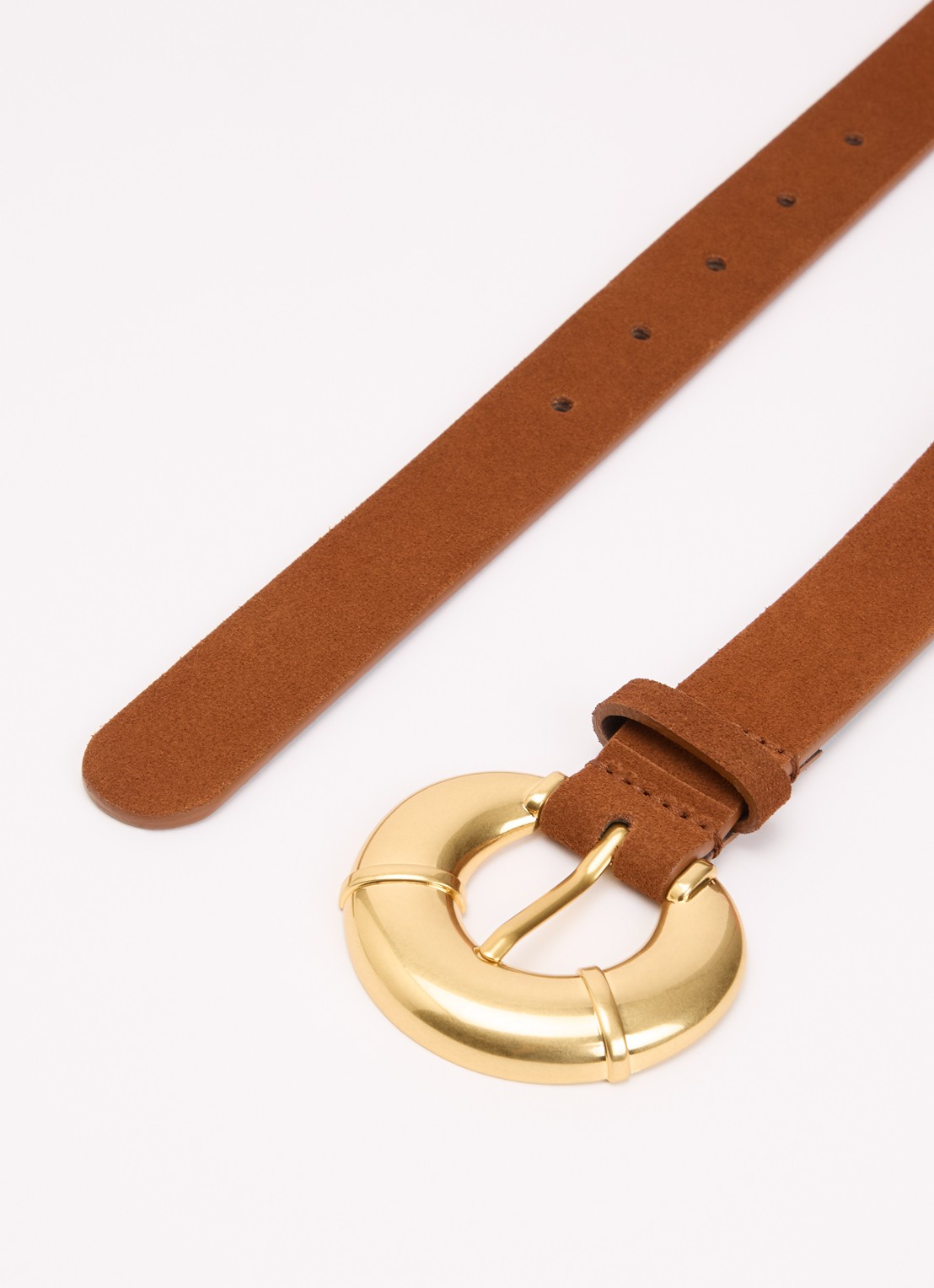 MaxMara Sebino riem van suède  - detail cognac