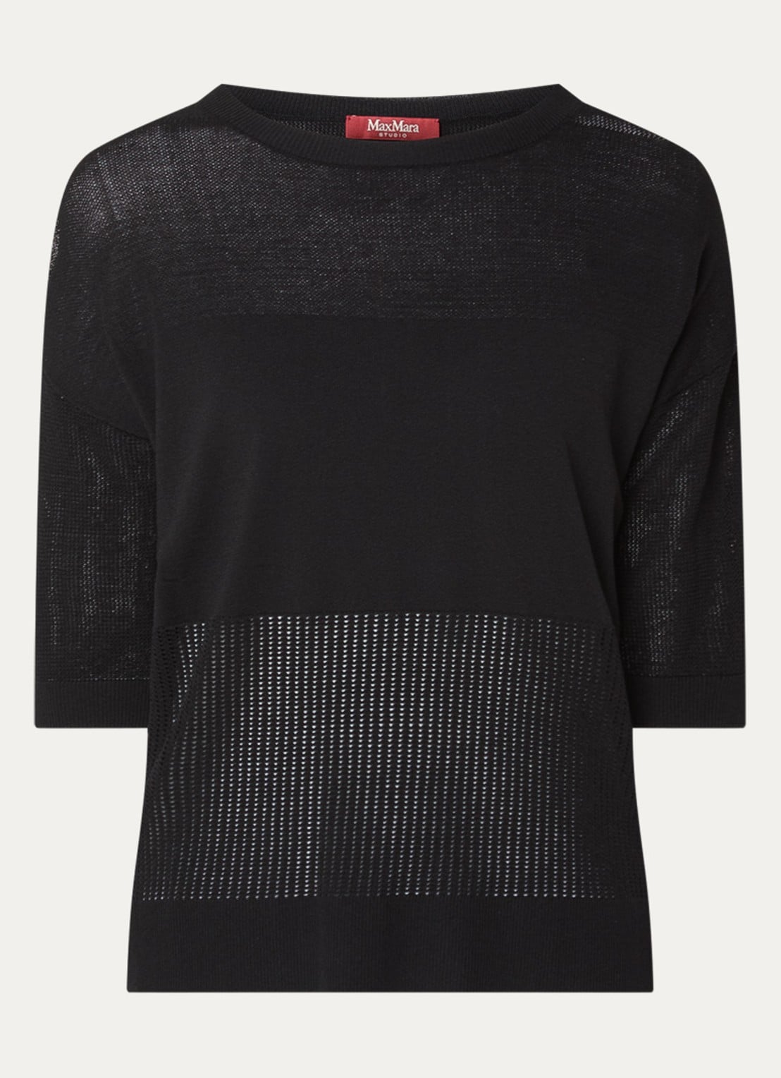 MaxMara Semi-transparante top met boothals - voorkant 2 zwart