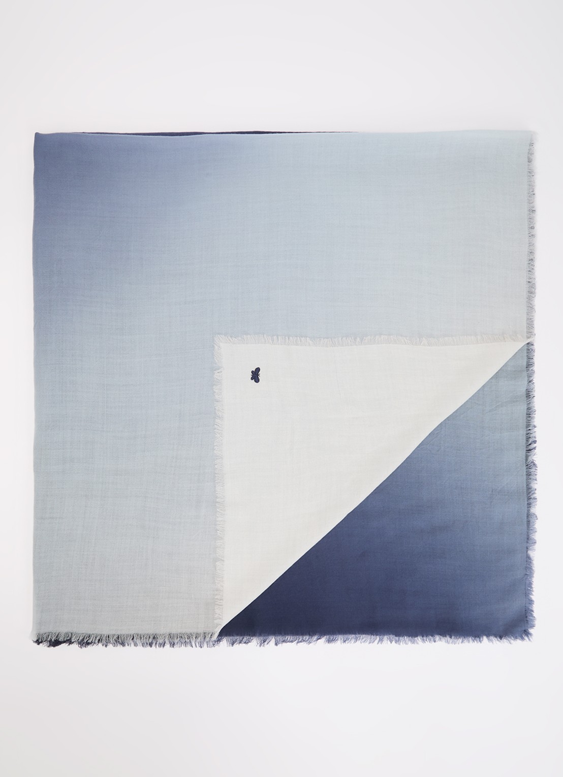 MaxMara Sjaal van wol met dip-dye dessin 140 x 140 cm - voorkant 3 donkerblauw