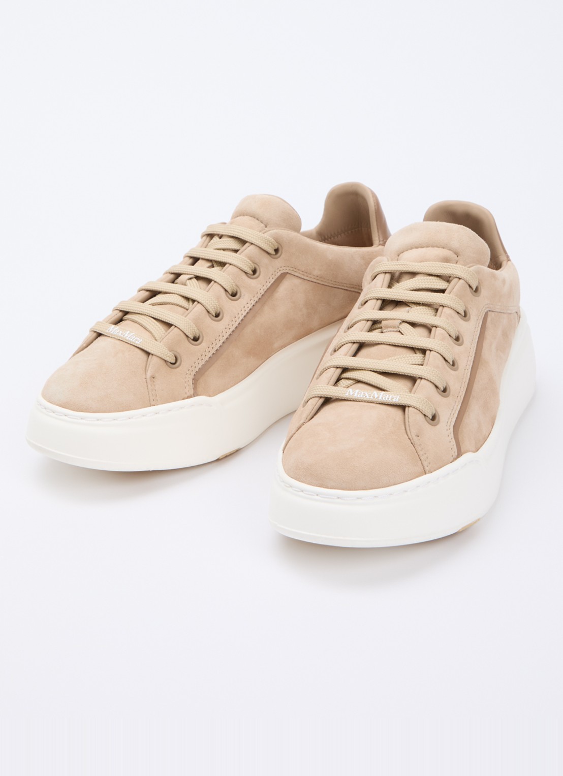 MaxMara Sneaker van suède met logo - detail 3 beige