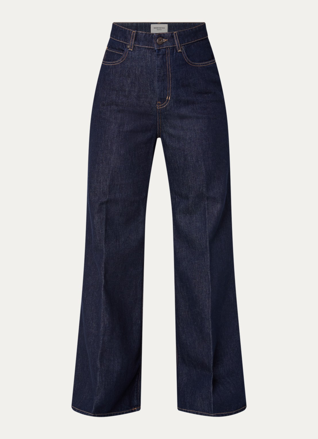 MaxMara Sport high waist wide leg jeans met donkere wassing - voorkant indigo
