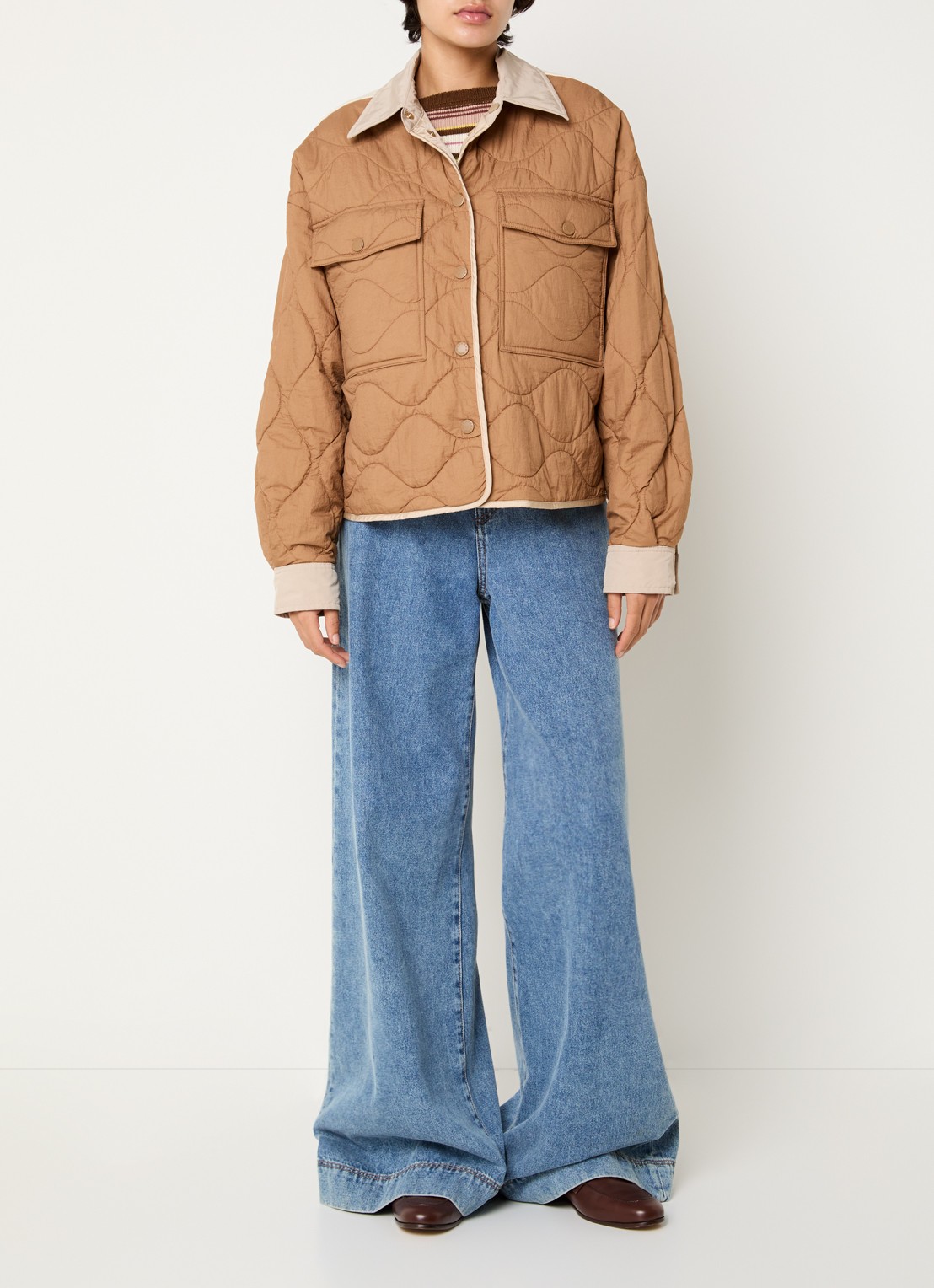 MaxMara Sughero reversible gewatteerd jack met waterafstotende coating - voorkant 4 zand