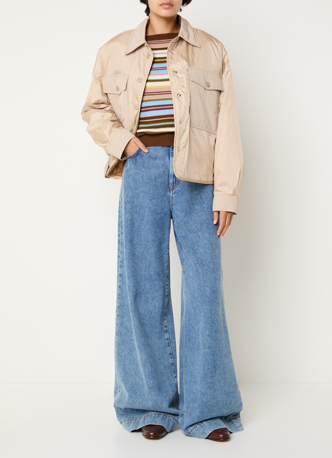 MaxMara Sughero reversible gewatteerd jack met waterafstotende coating - voorkant 5 zand