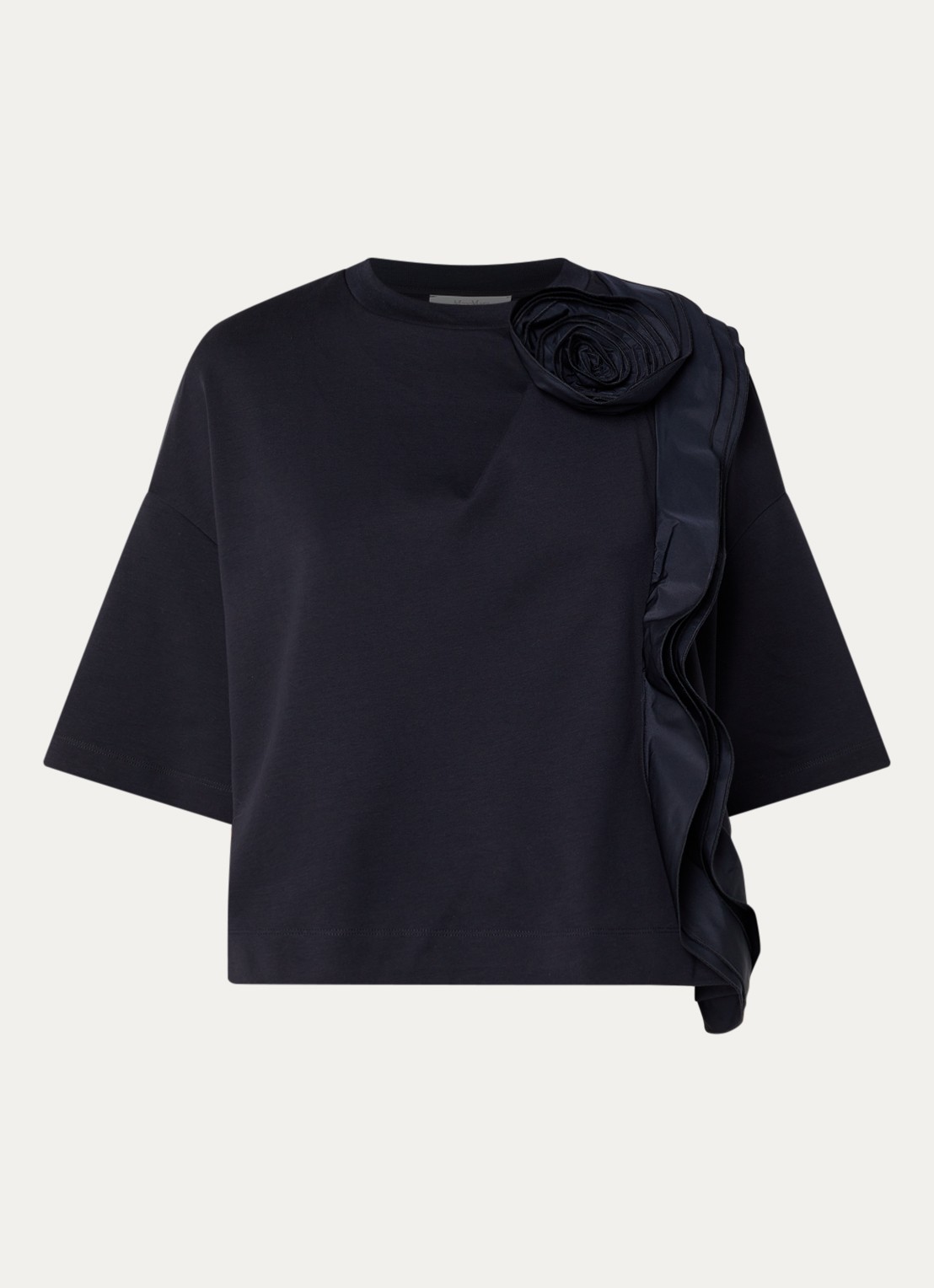 MaxMara T-shirt met volant - voorkant 2 donkerblauw