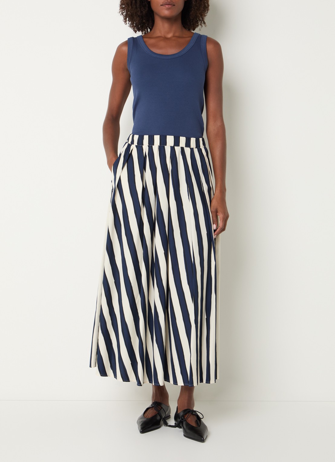 MaxMara Tank top met stretch - voorkant 3 donkerblauw