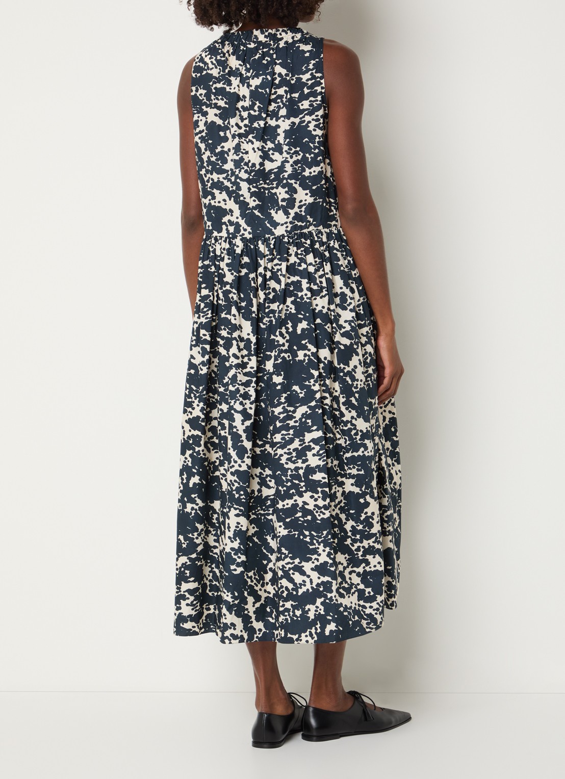 MaxMara Teresa midi jurk met print - achterkant donkerblauw