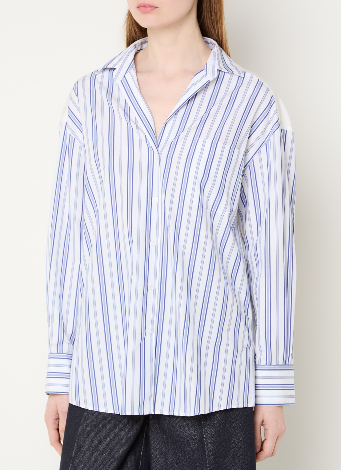 MaxMara Tessile blouse met streepprint en opengewerkt dessin - achterkant 4 wit